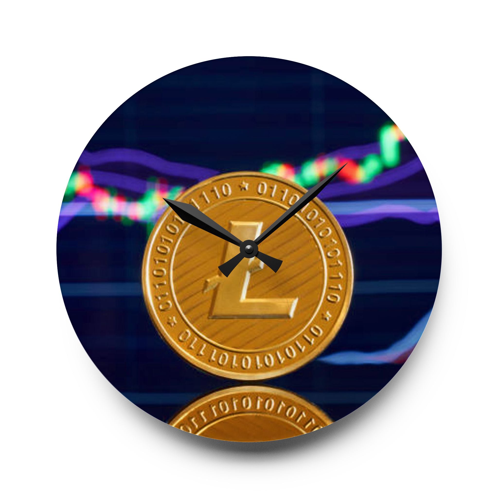 Litecoin Coin Crypto Wall Clock | Acrylic