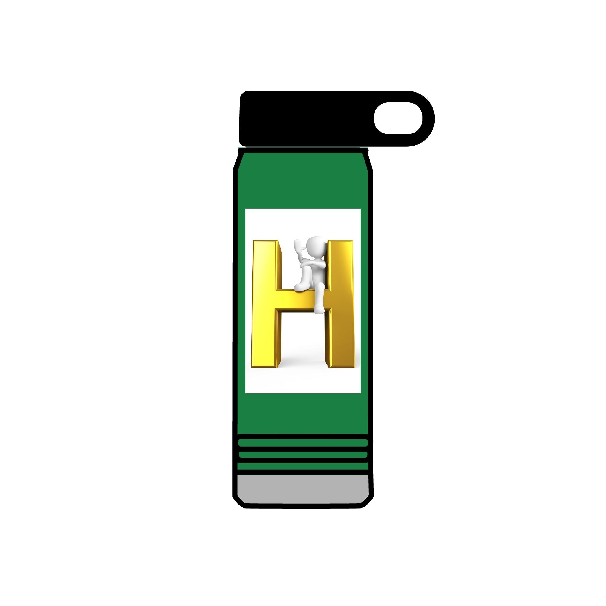Gold Letter H Design Water Bottle | Monogram Initial 20oz