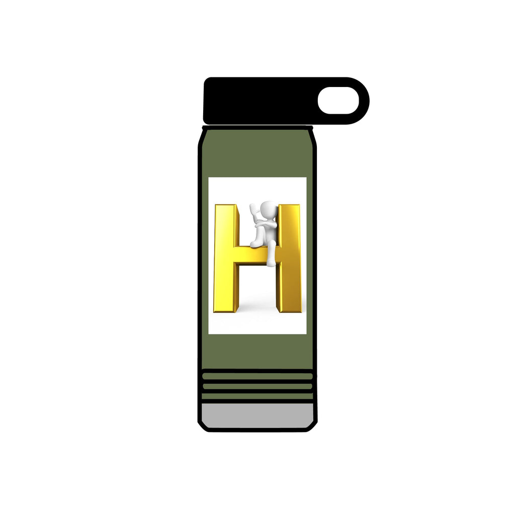 Gold Letter H Design Water Bottle | Monogram Initial 20oz