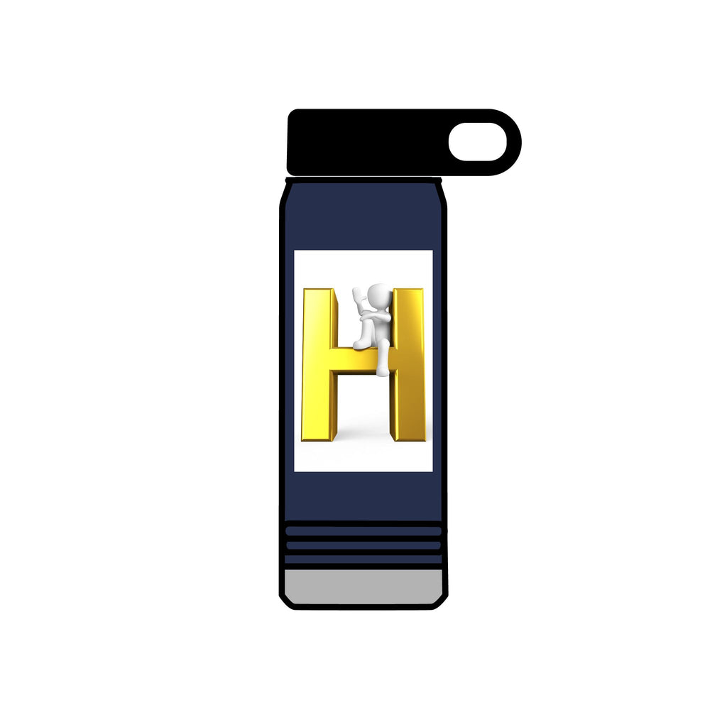 Gold Letter H Design Water Bottle | Monogram Initial 20oz