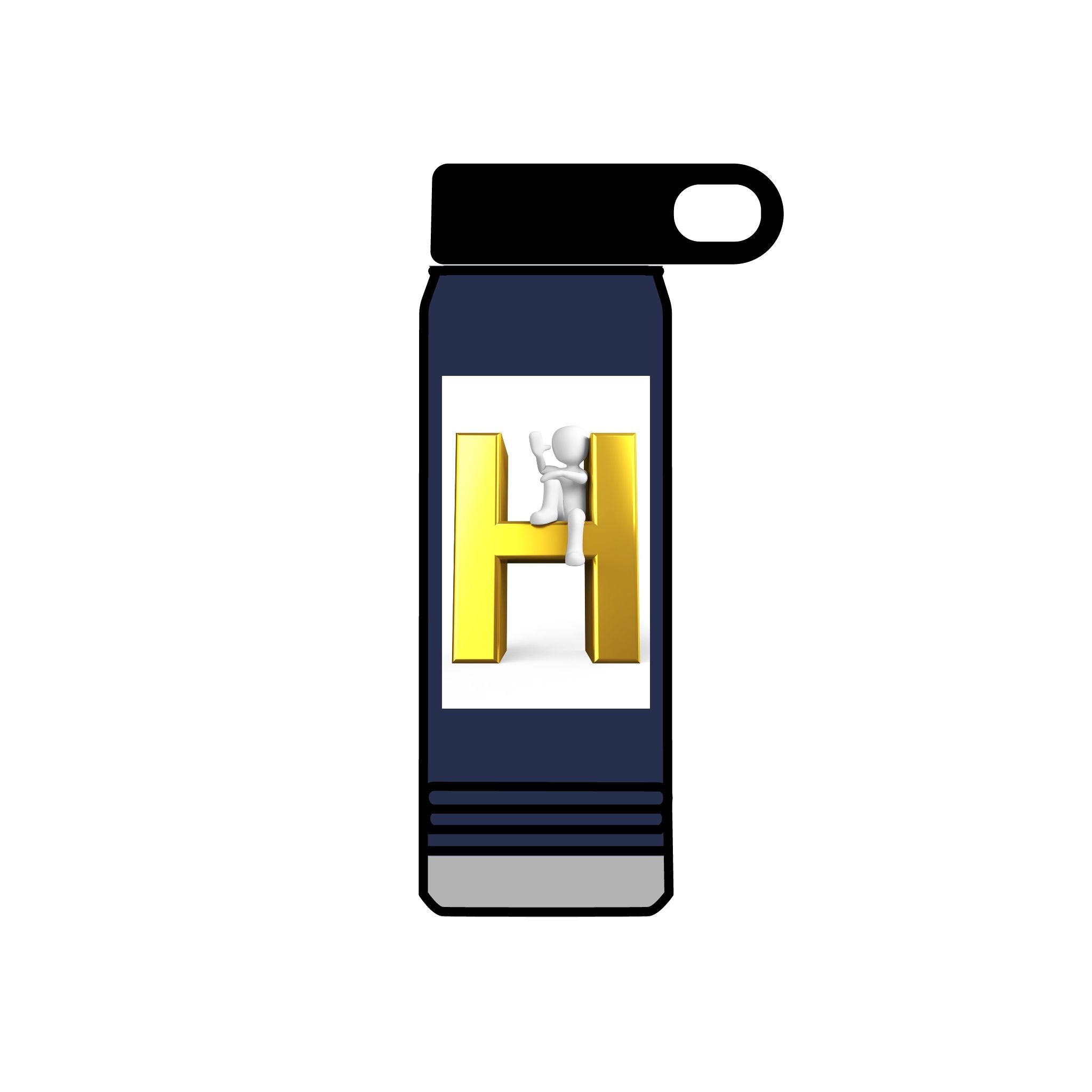 Gold Letter H Design Water Bottle | Monogram Initial 20oz