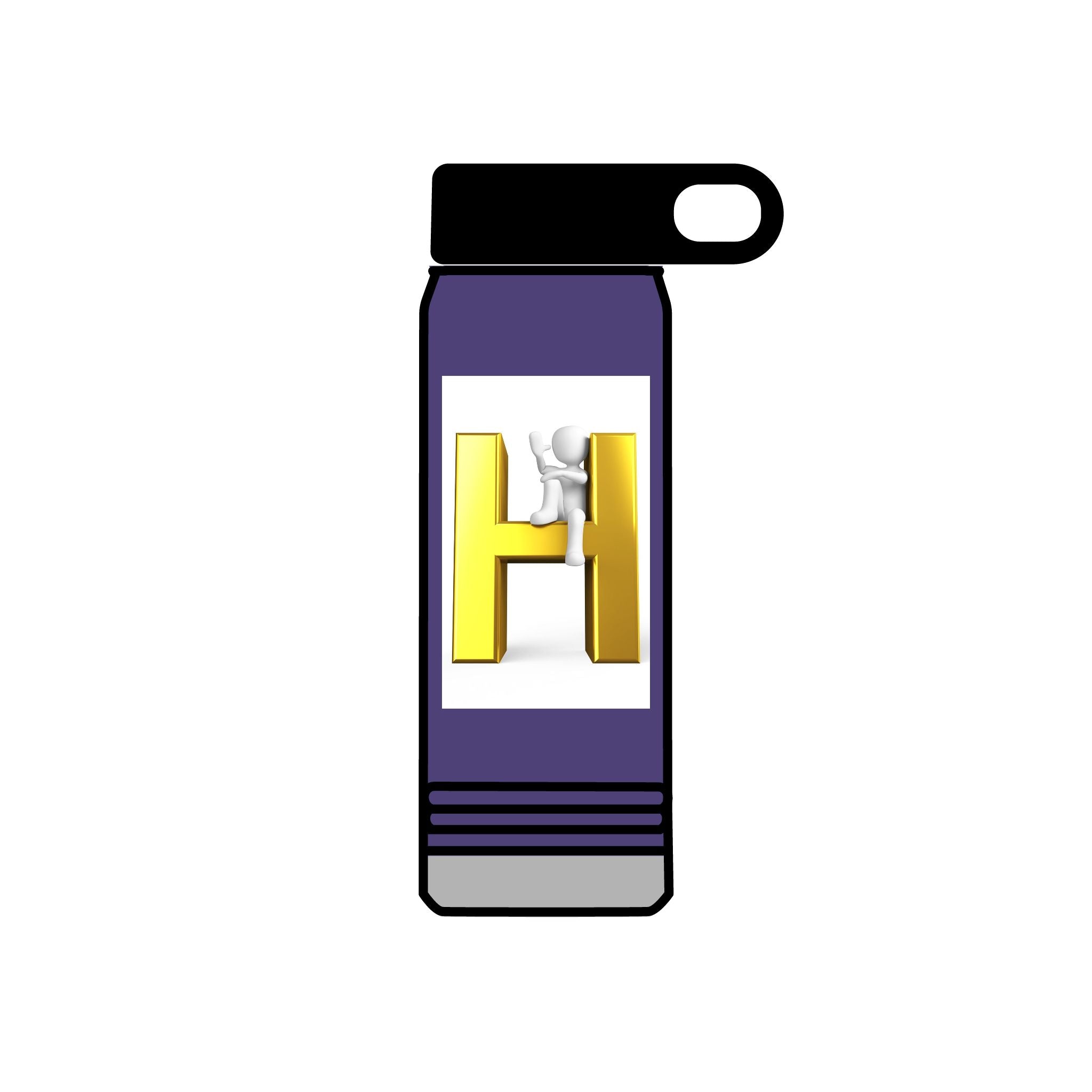 Gold Letter H Design Water Bottle | Monogram Initial 20oz