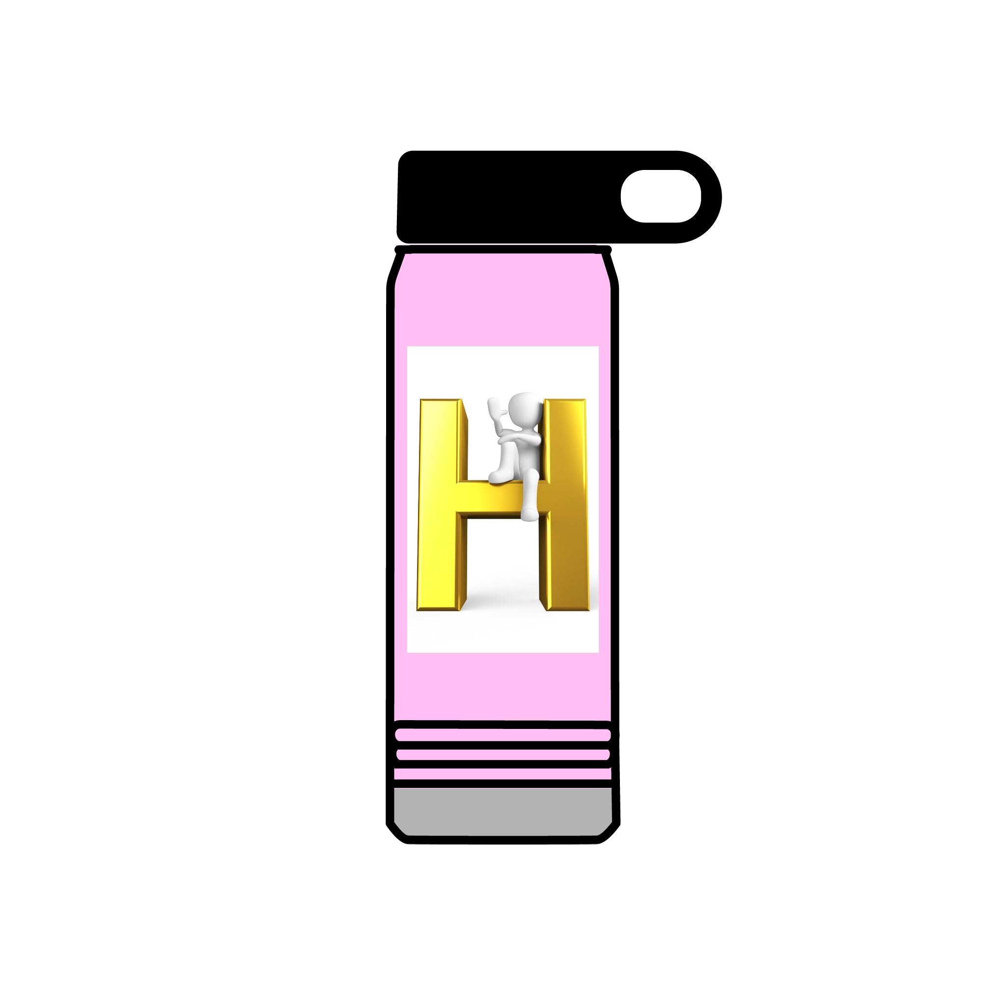 Gold Letter H Design Water Bottle | Monogram Initial 20oz