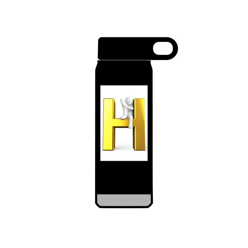 Gold Letter H Design Water Bottle | Monogram Initial 20oz