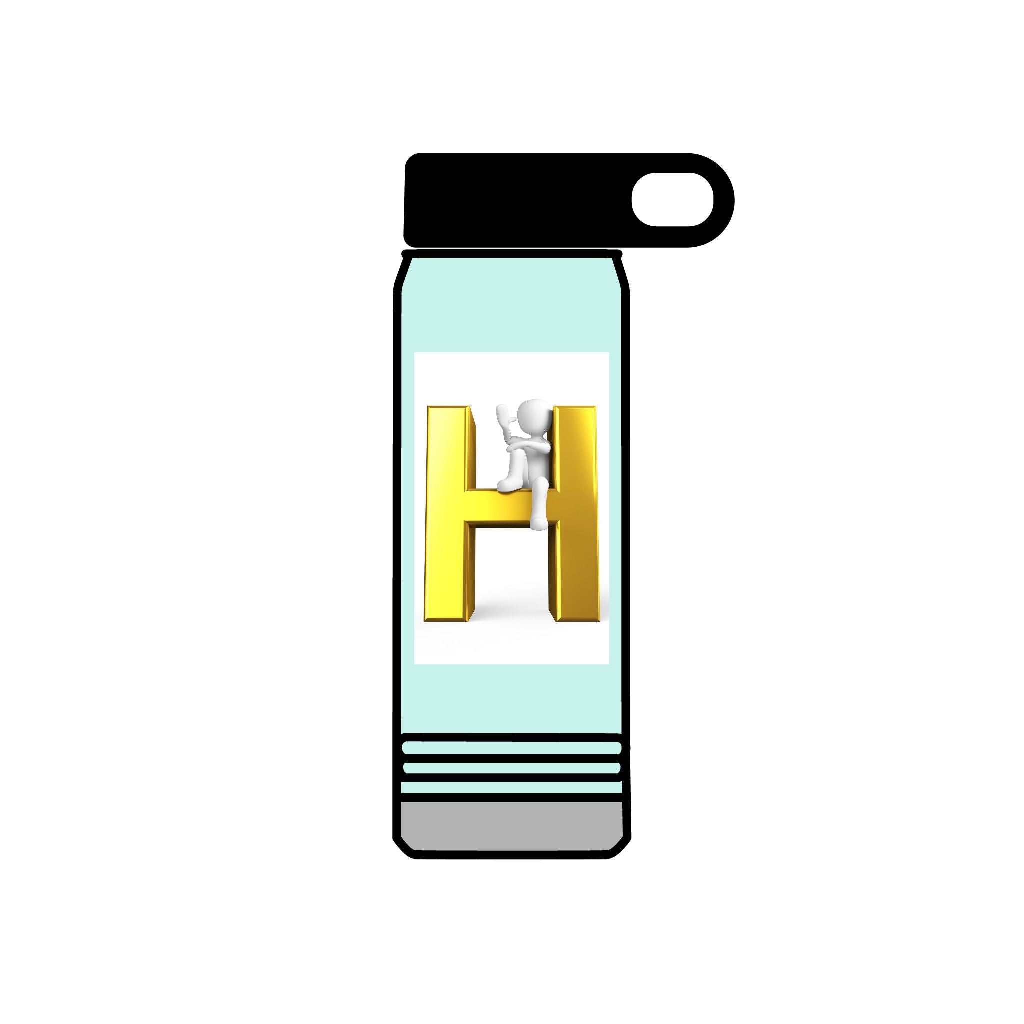 Gold Letter H Design Water Bottle | Monogram Initial 20oz