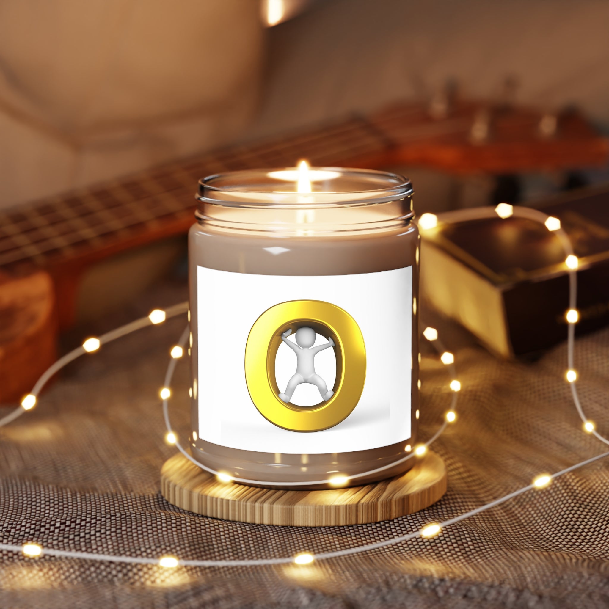 Gold Letter O Candle | 9oz Soy Candle with White Lid