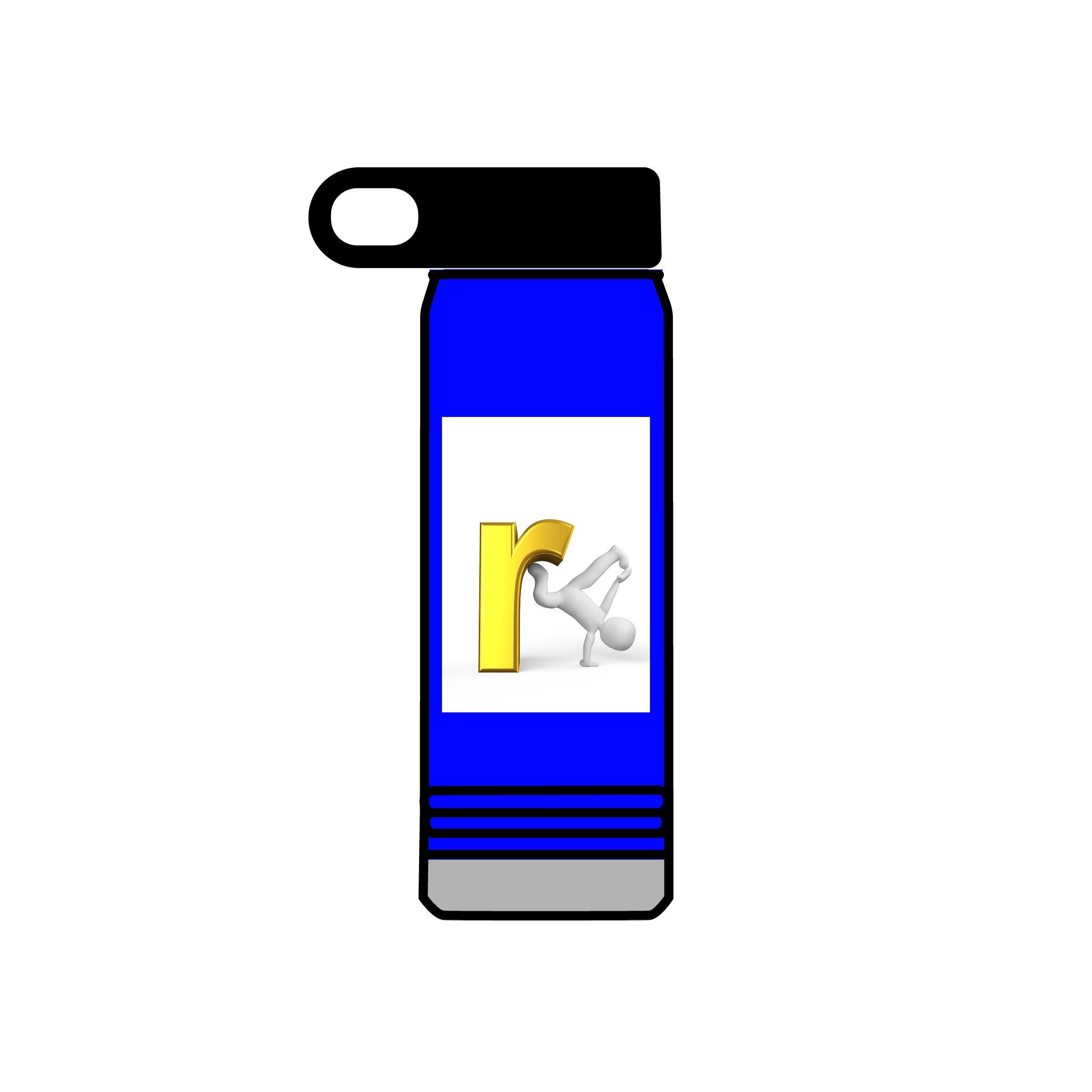 Yellow Letter R with Cartoon Figure Water Bottle | 20oz Insulated Stainless