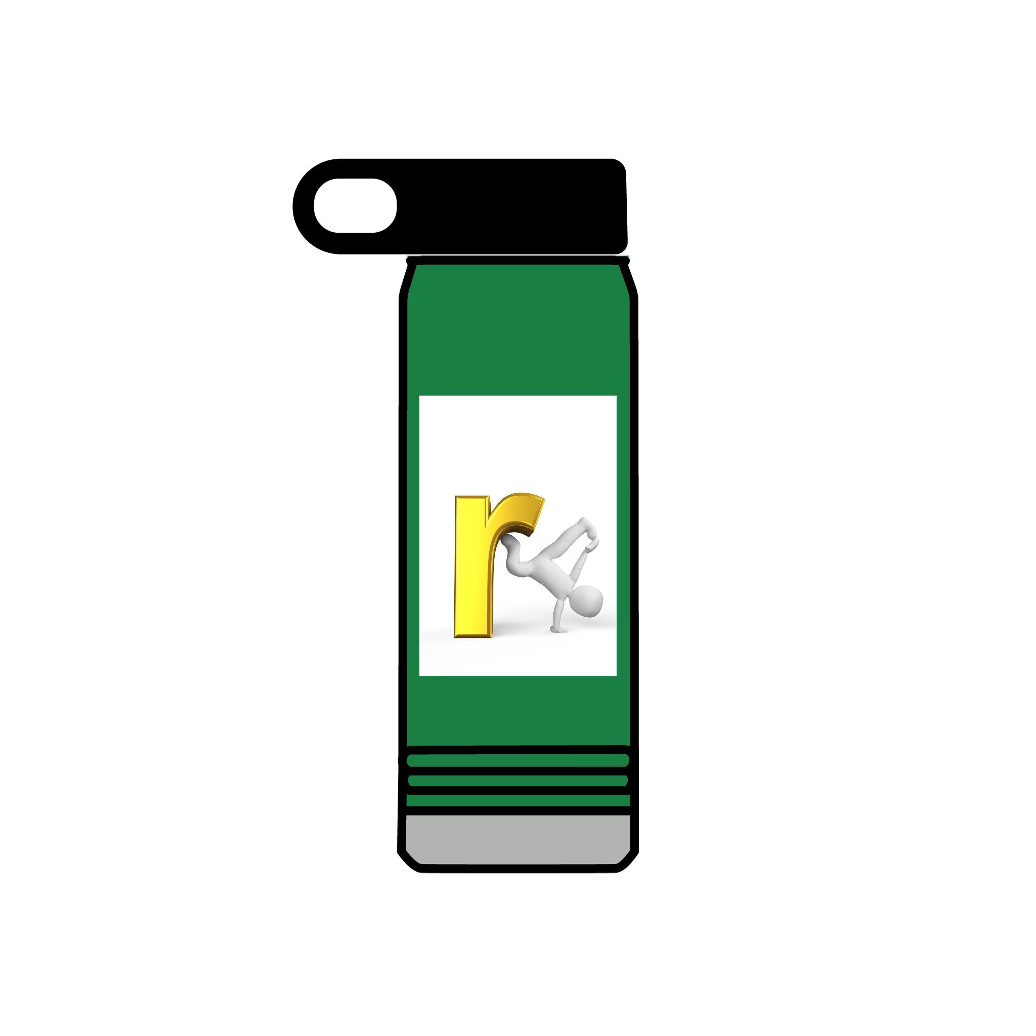 Yellow Letter R with Cartoon Figure Water Bottle | 20oz Insulated Stainless