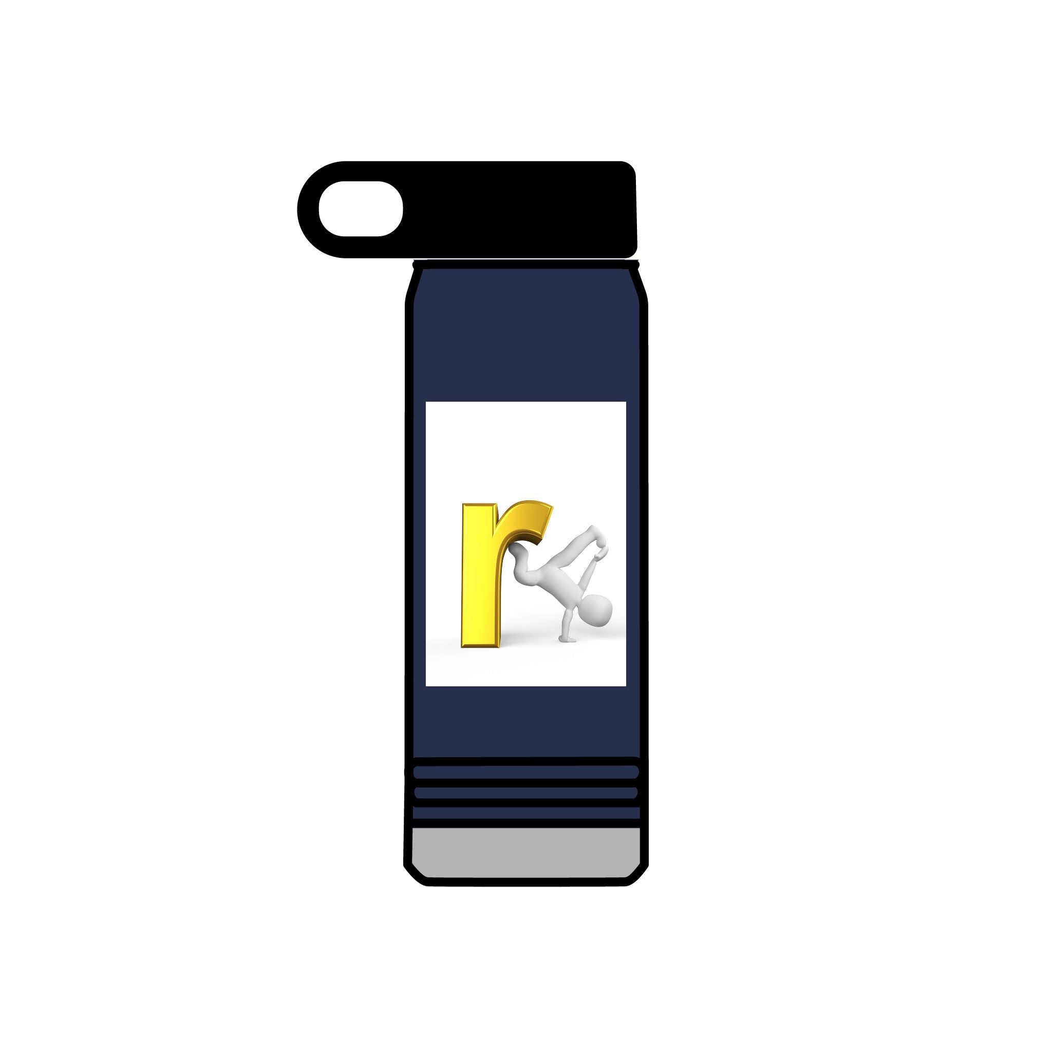 Yellow Letter R with Cartoon Figure Water Bottle | 20oz Insulated Stainless