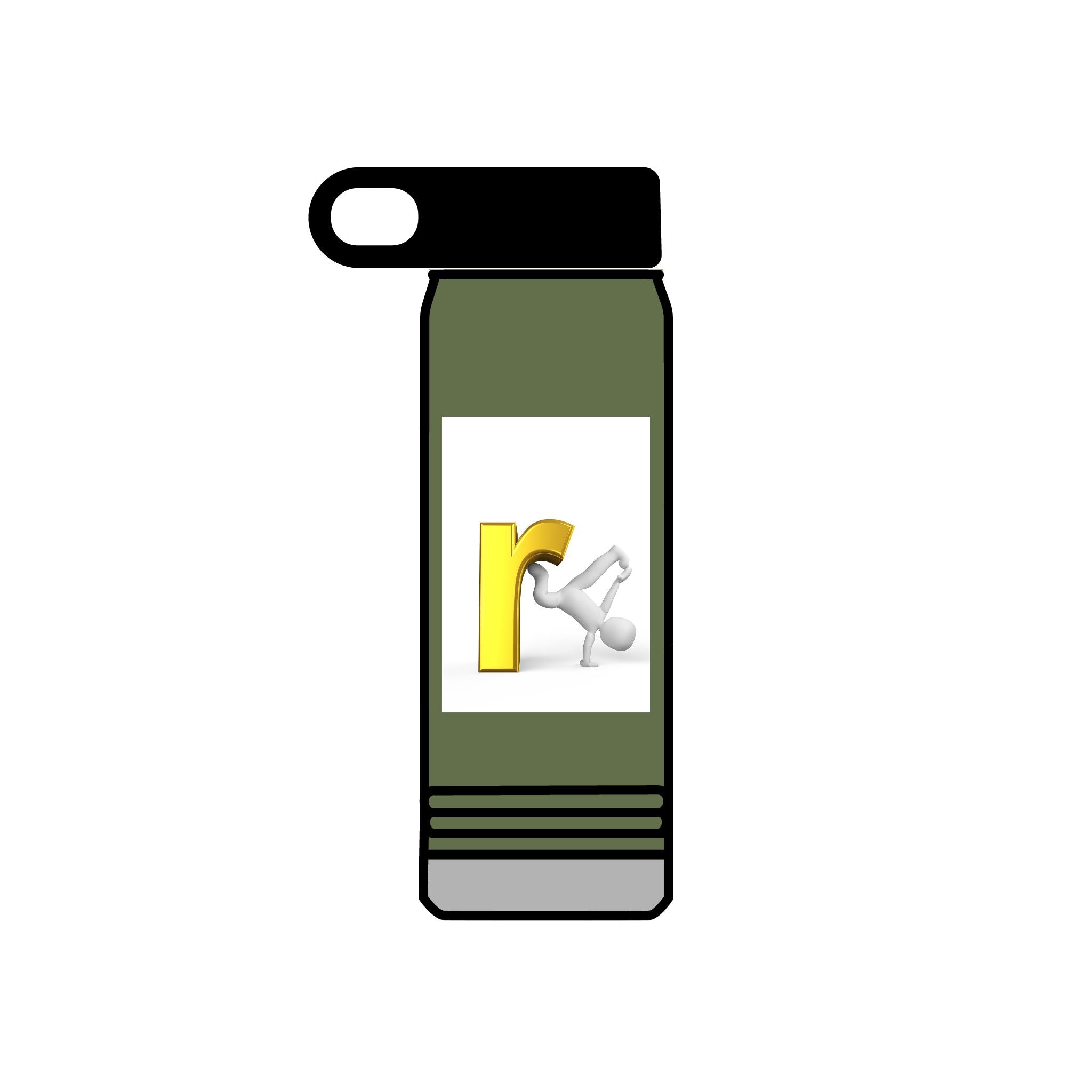Yellow Letter R with Cartoon Figure Water Bottle | 20oz Insulated Stainless