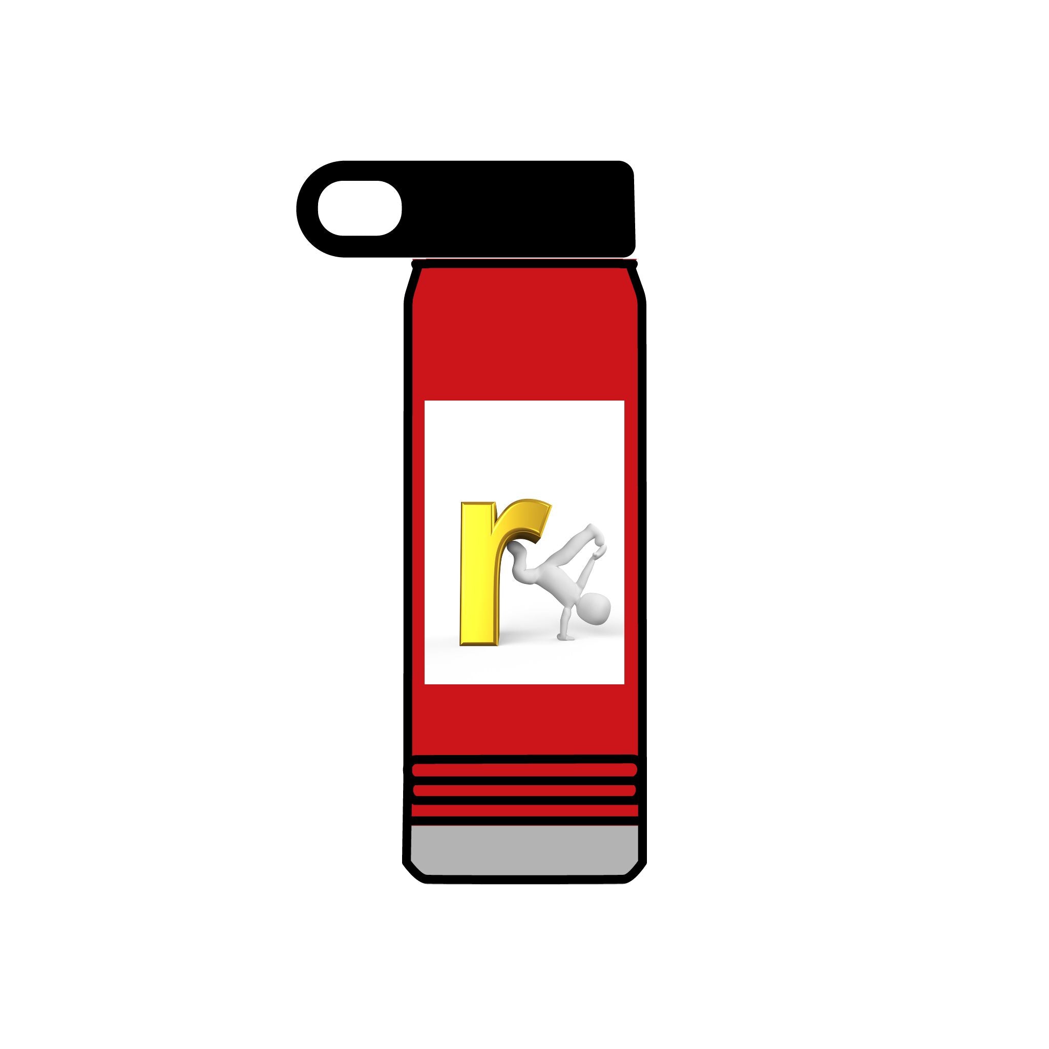 Yellow Letter R with Cartoon Figure Water Bottle | 20oz Insulated Stainless