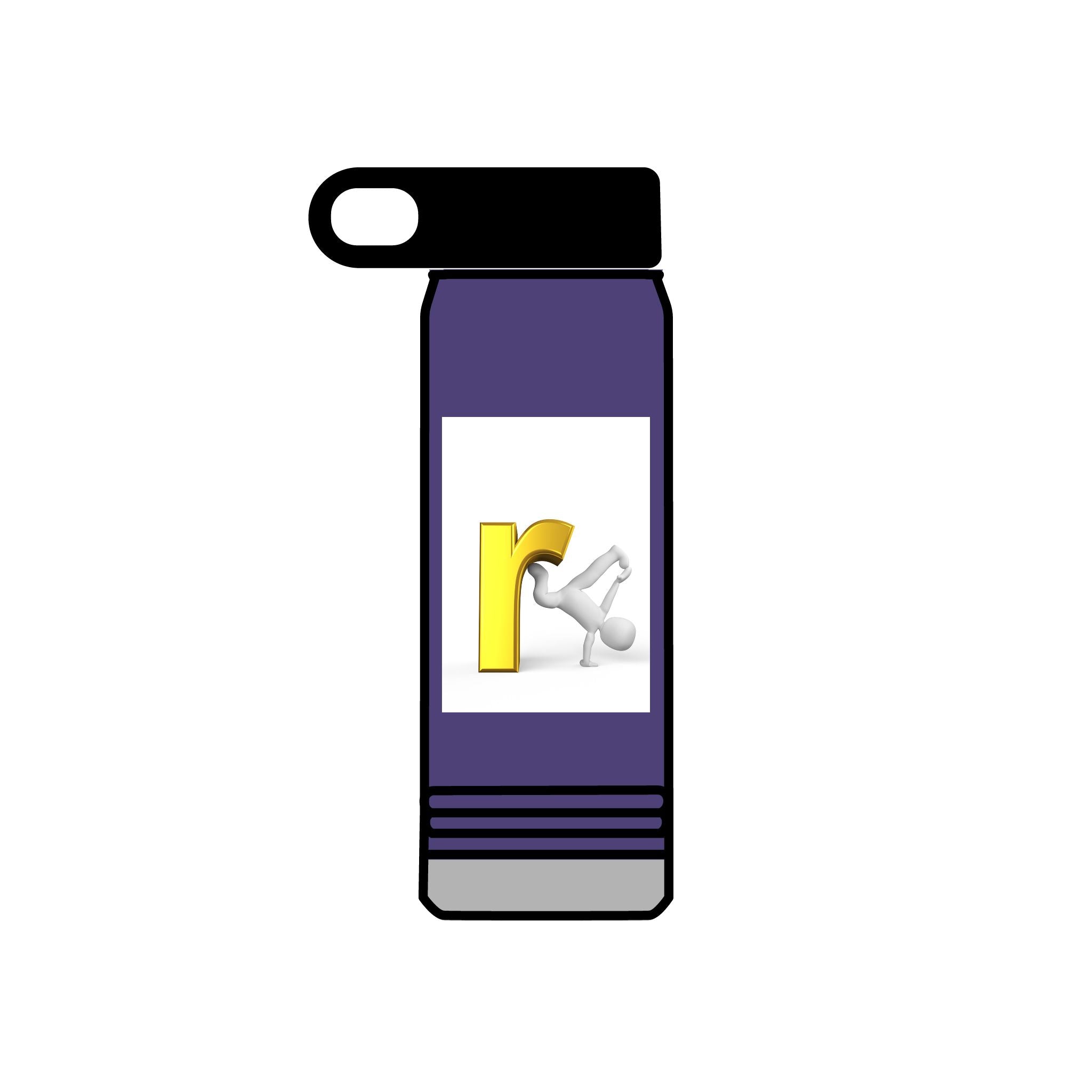 Yellow Letter R with Cartoon Figure Water Bottle | 20oz Insulated Stainless