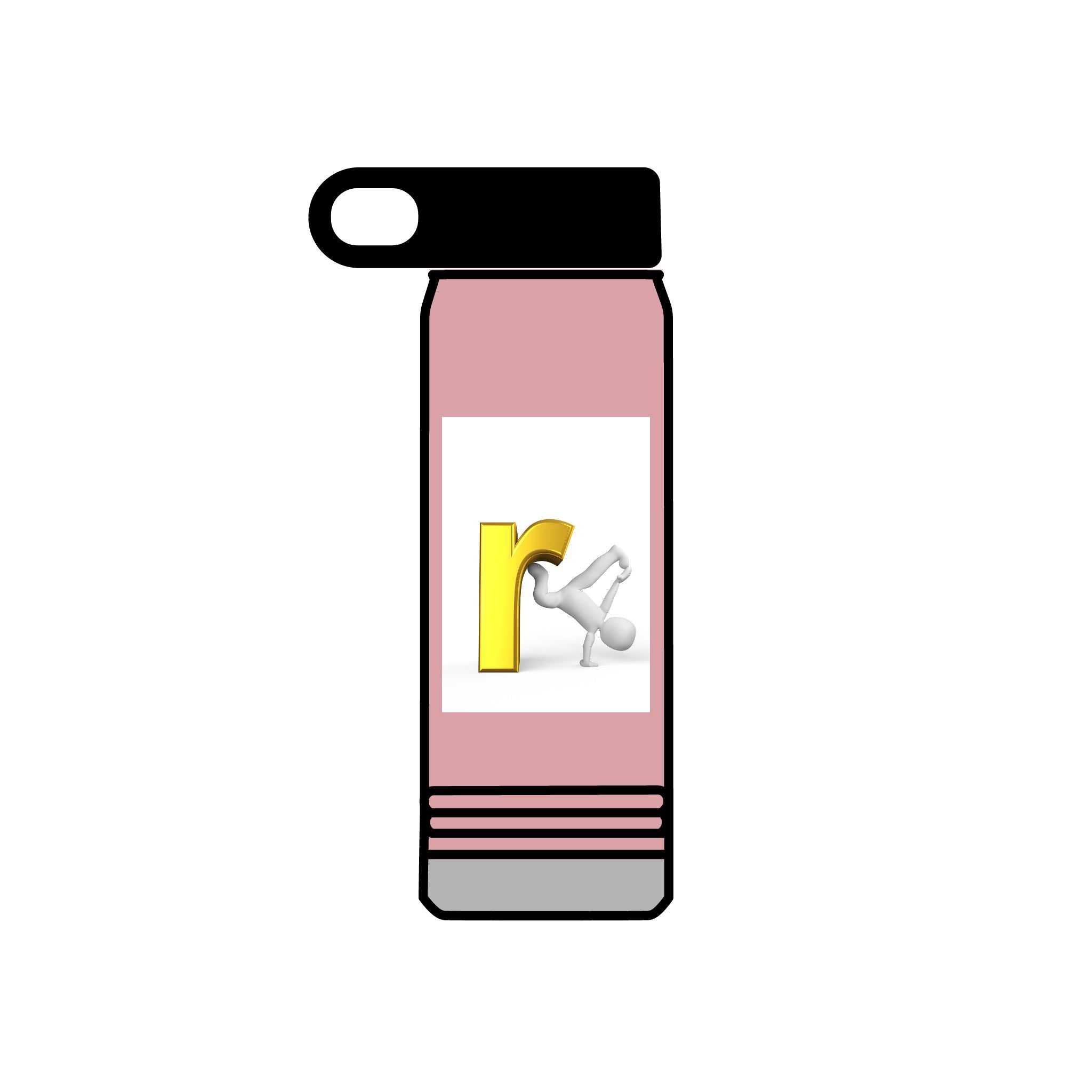Yellow Letter R with Cartoon Figure Water Bottle | 20oz Insulated Stainless