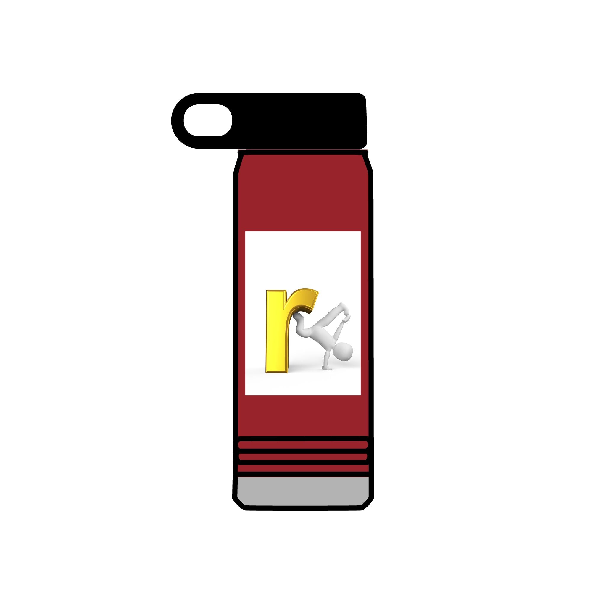 Yellow Letter R with Cartoon Figure Water Bottle | 20oz Insulated Stainless