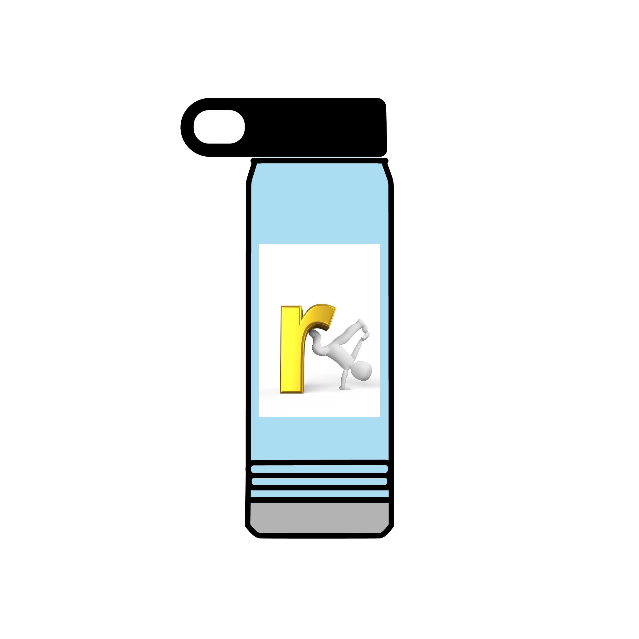 Yellow Letter R with Cartoon Figure Water Bottle | 20oz Insulated Stainless
