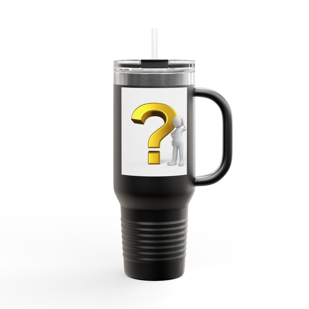 3D Gold Question Mark Illustration Travel Mug | 40oz Insulated Tumbler
