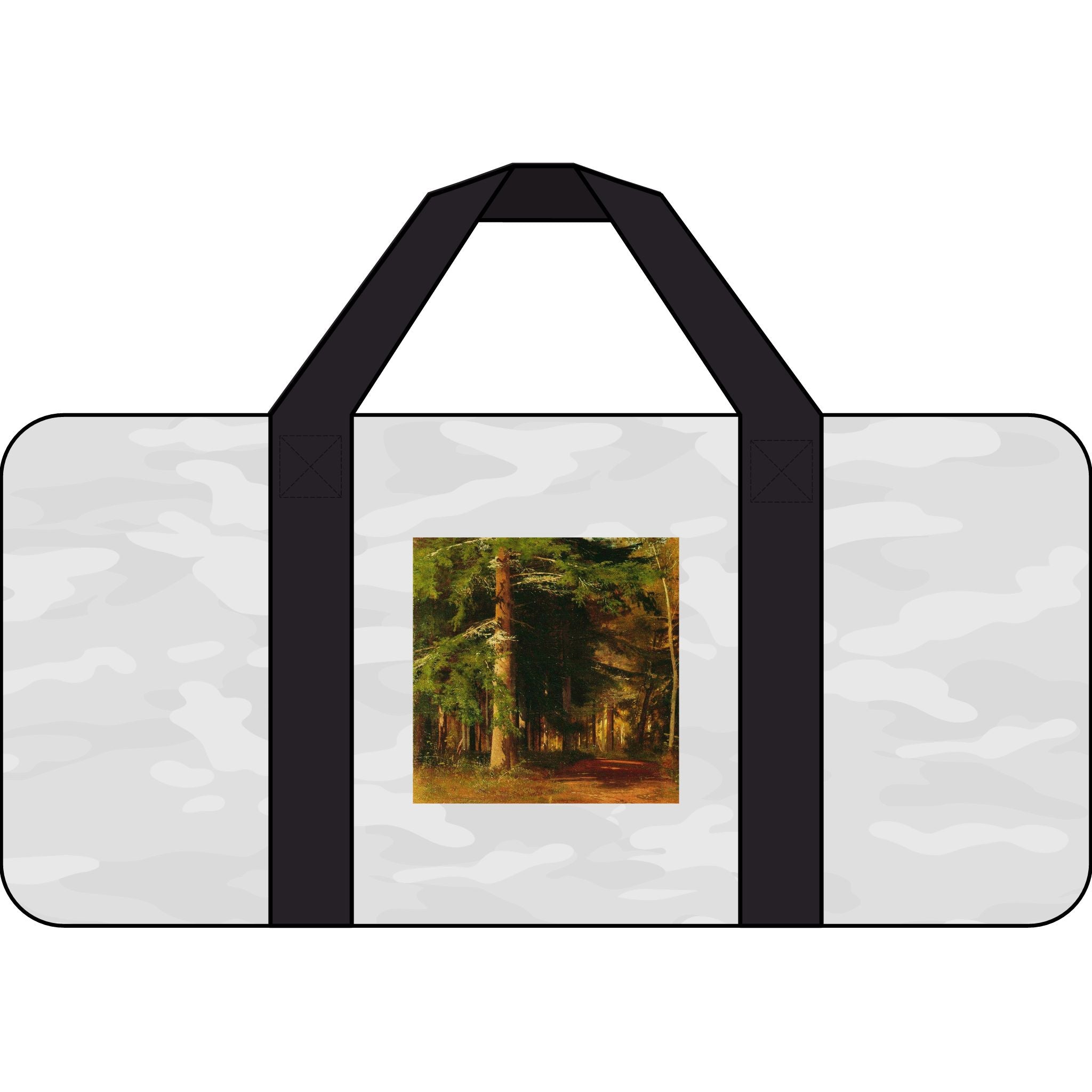 Sac polochon Forêt Enchantée | scène de nature, sangles à carreaux ou camouflage