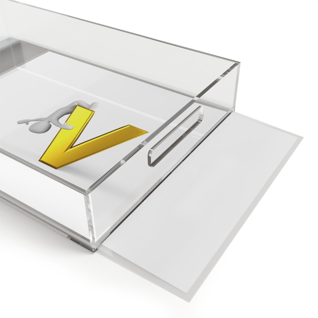 Gold Letter V Monogram Acrylic Serving Tray | Modern Initial Decor
