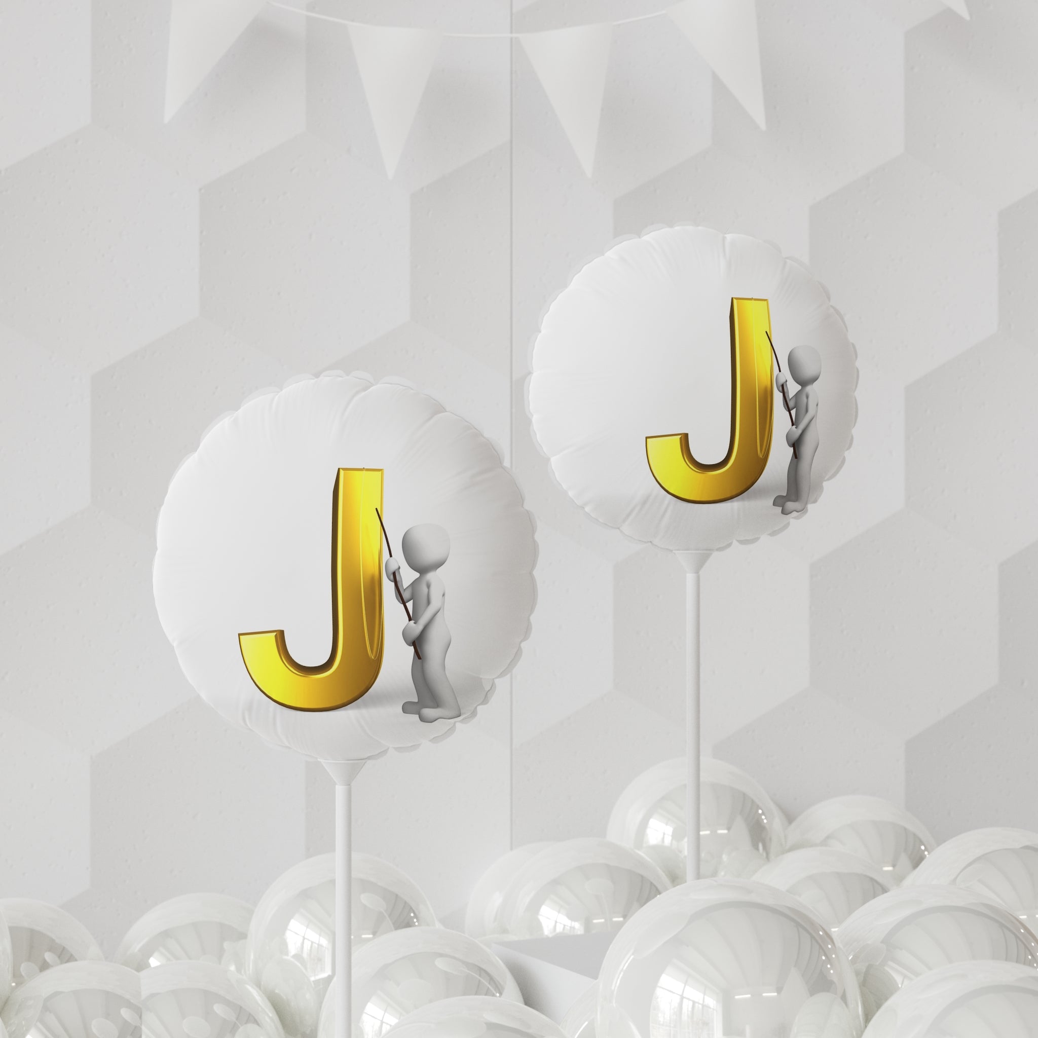 Gold Letter J with Figure Balloon 11" Round Balloon