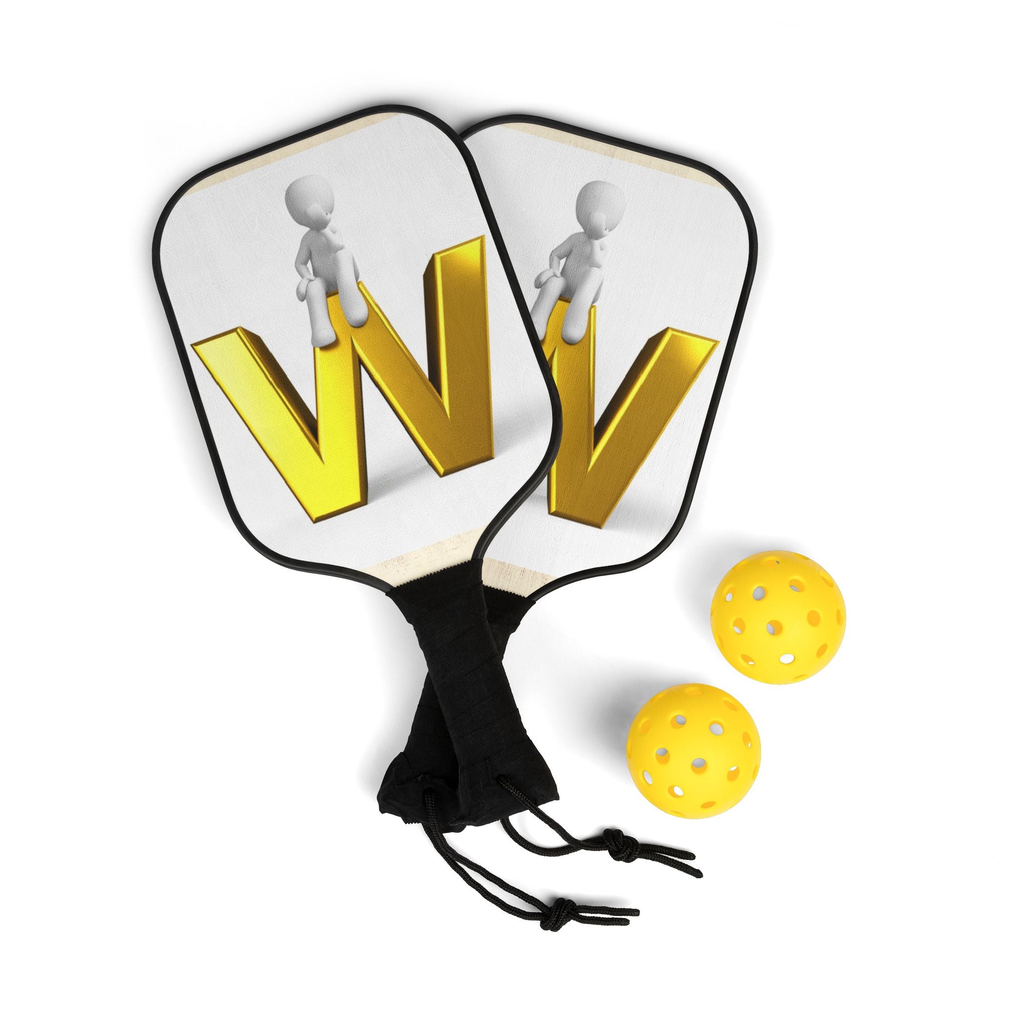 Gold W Letter Logo Pickleball Paddle