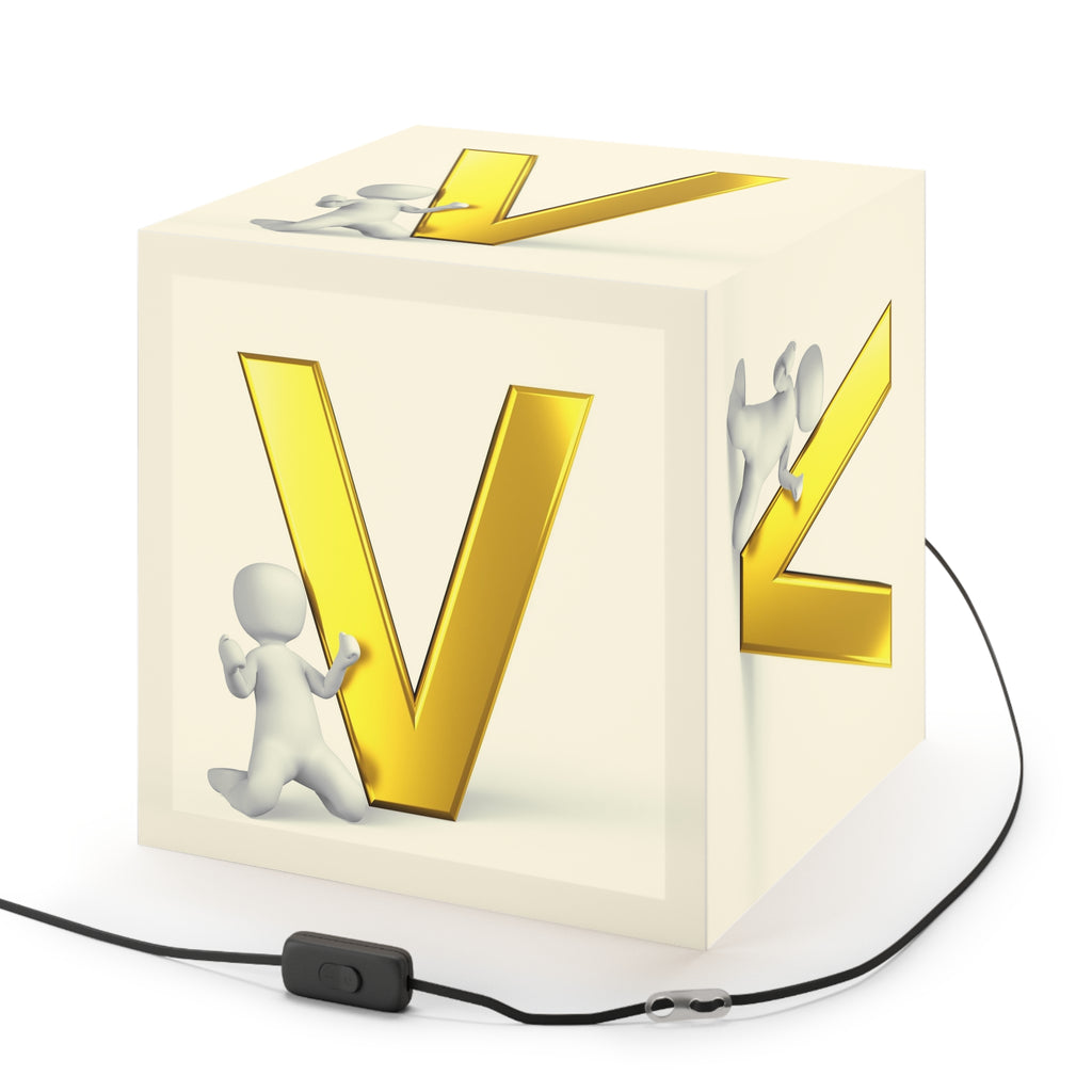 Light Cube Lamp | Gold Letter V