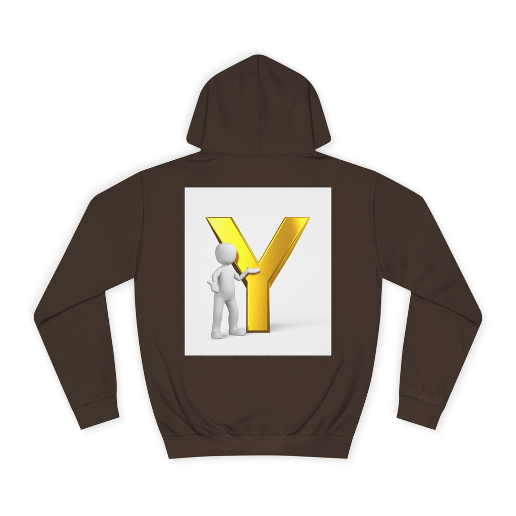 3D Gold Letter Y with Figure Hoodie | Initial Monogram Sweatshirt