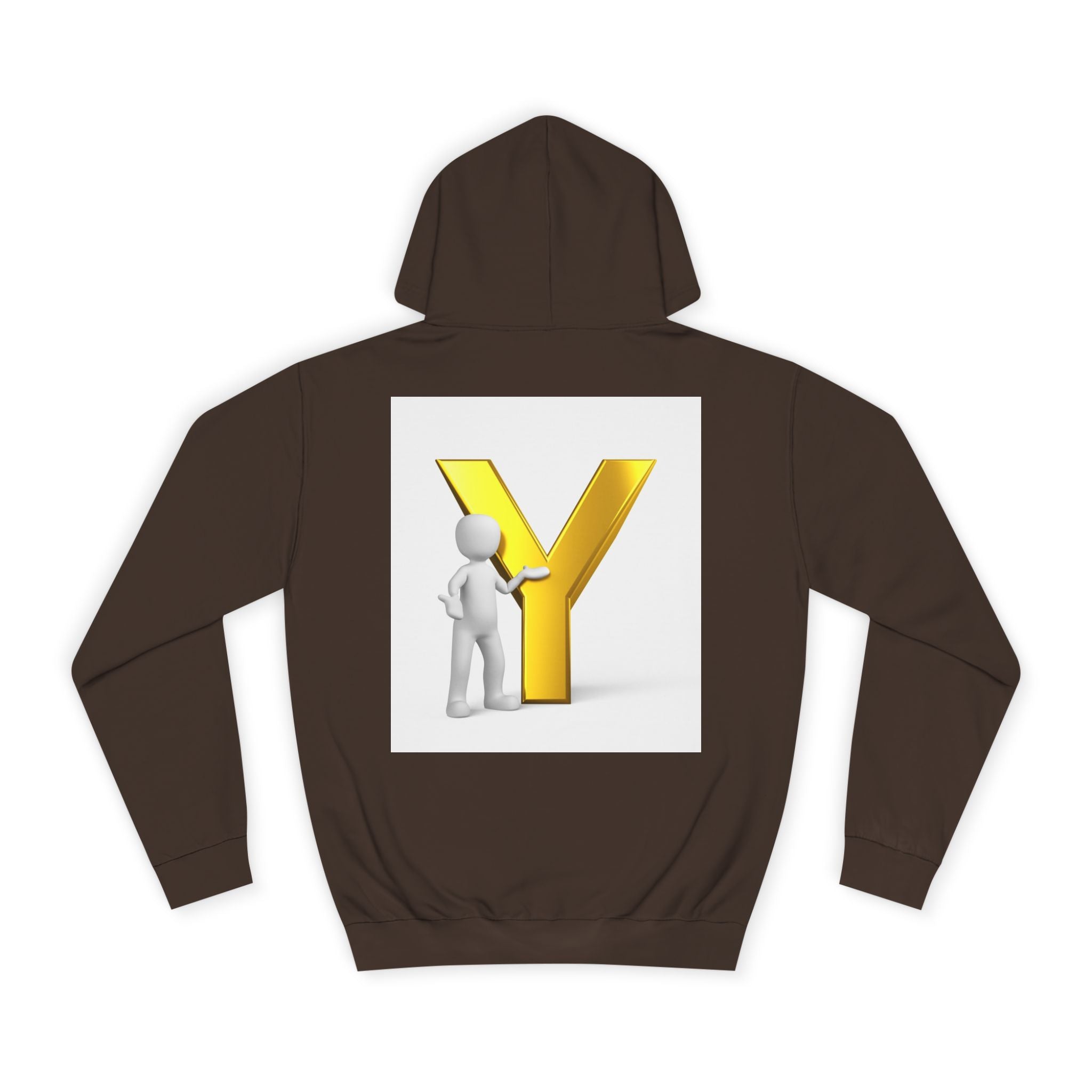 3D Gold Letter Y with Figure Hoodie | Initial Monogram Sweatshirt