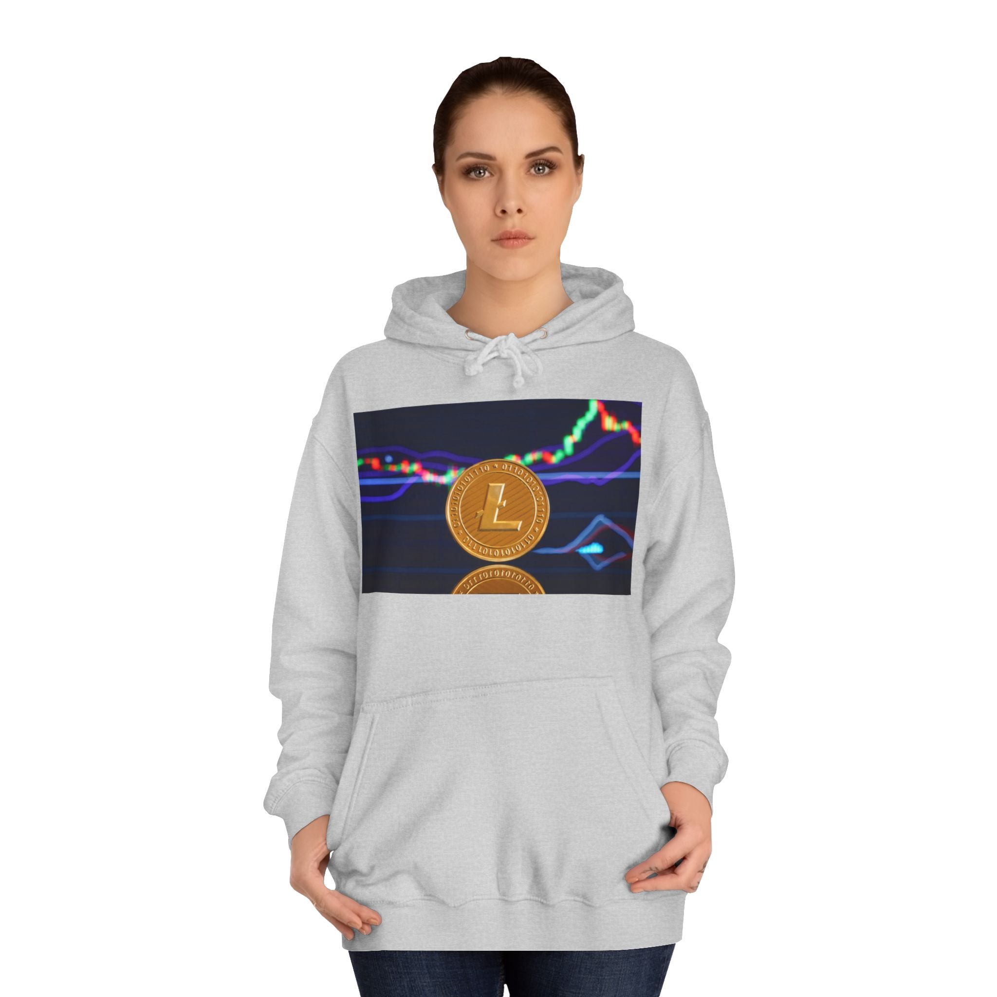 Litecoin Coin Graphic Hoodie | Crypto Chart Design, Digital Currency Apparel