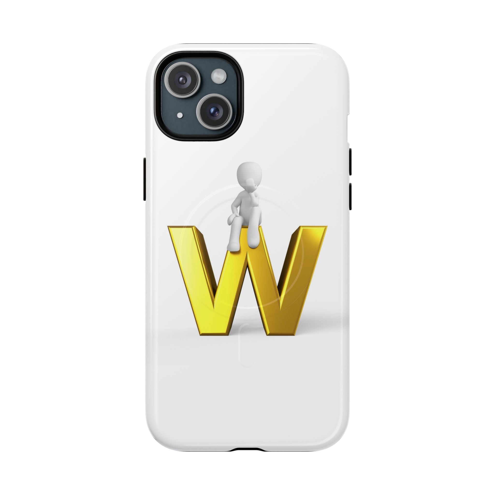 Coque de téléphone magnétique robuste avec figurine 3D sur fond doré