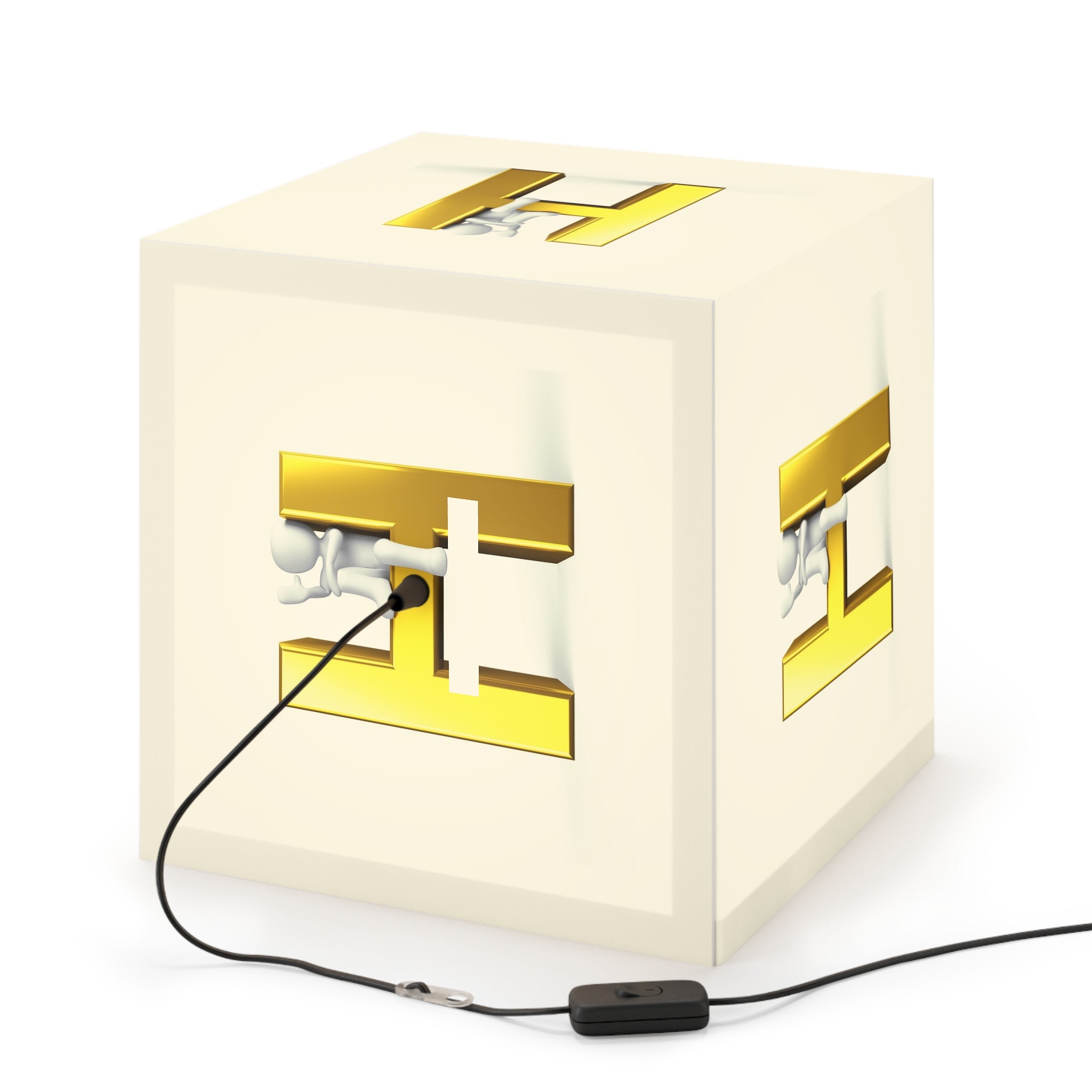 Gold Letter H Cube Lamp | Initial Light Cube Lamp