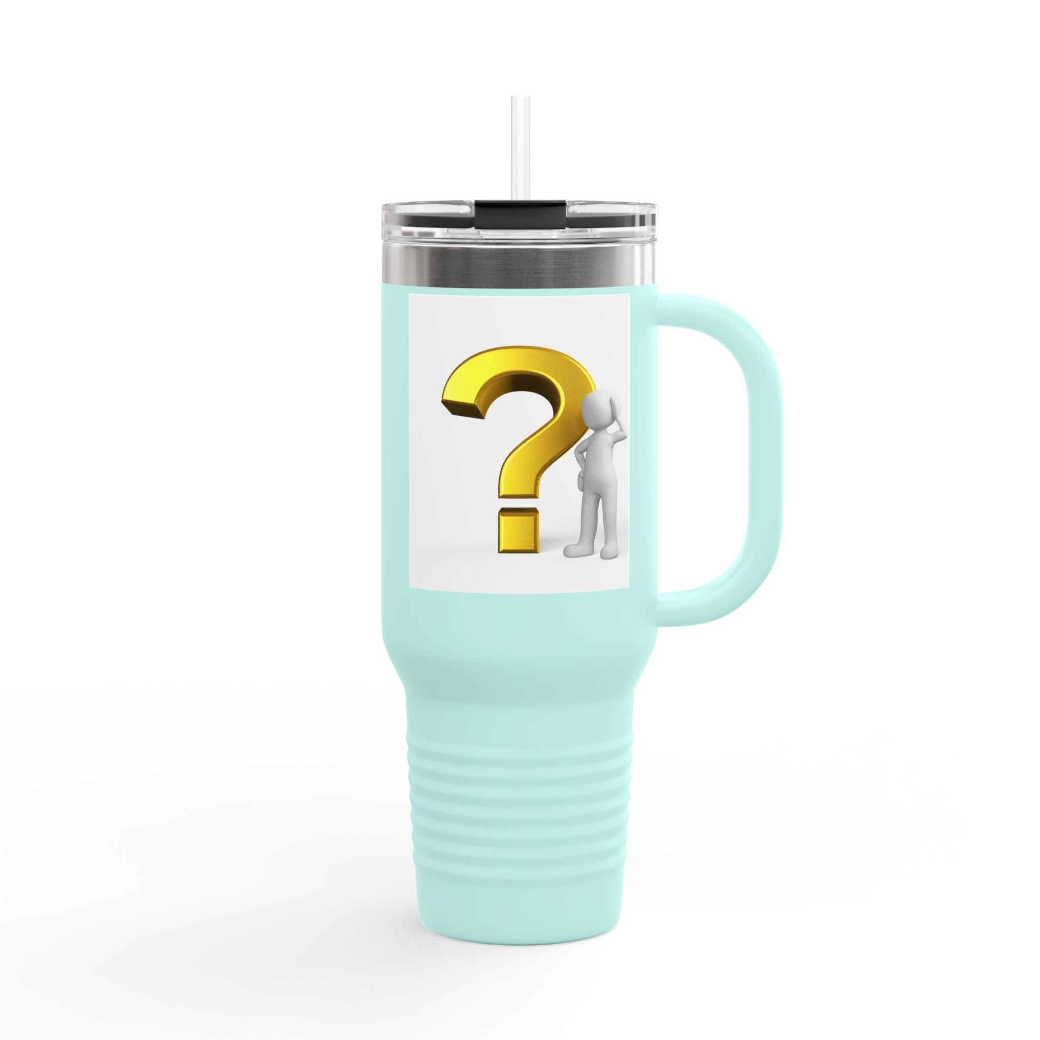 3D Gold Question Mark Illustration Travel Mug | 40oz Insulated Tumbler