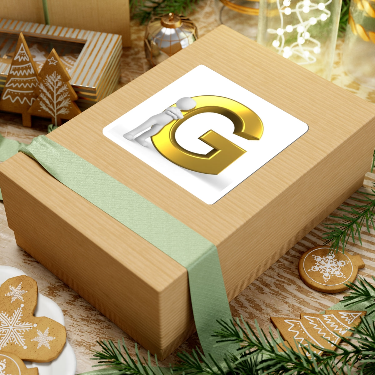 Gold 3D Letter G Sticker | Kiss-Cut Sticker