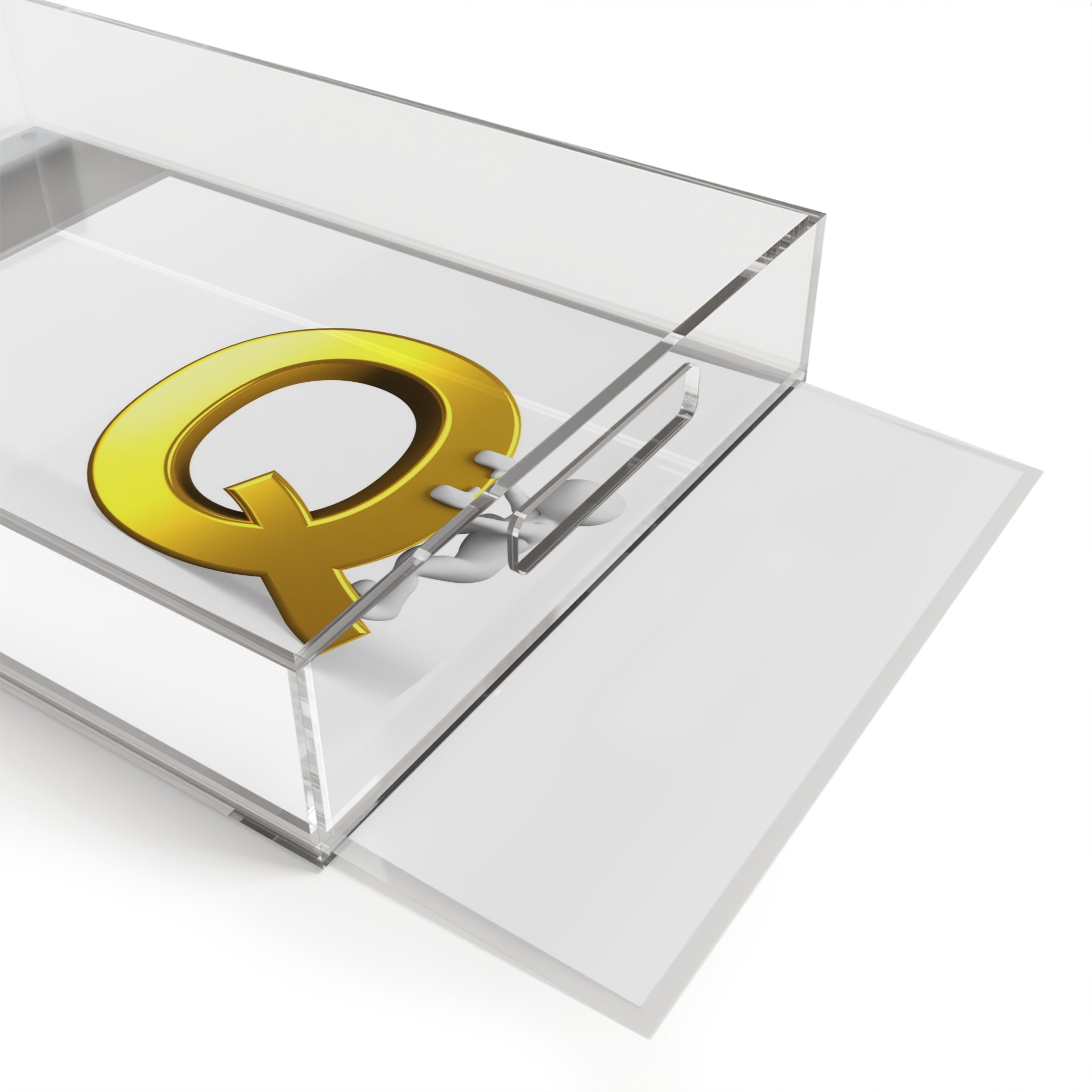 Gold Letter Q with Climbing Figure Acrylic Serving Tray | Monogram Initial Q