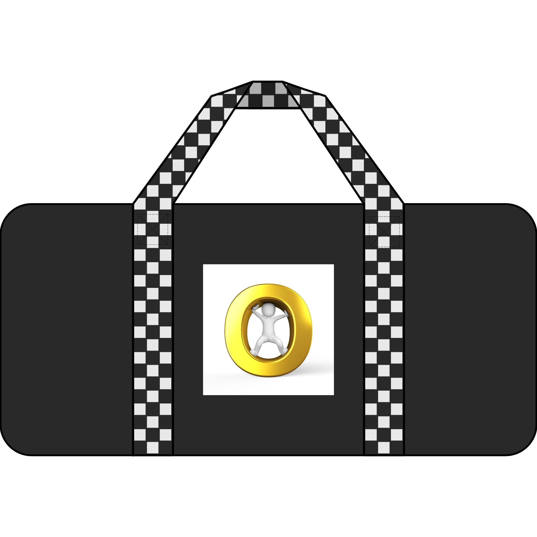 Gold Letter O Graphic Tripper Duffel Bag | Checkerboard or Camo Strap