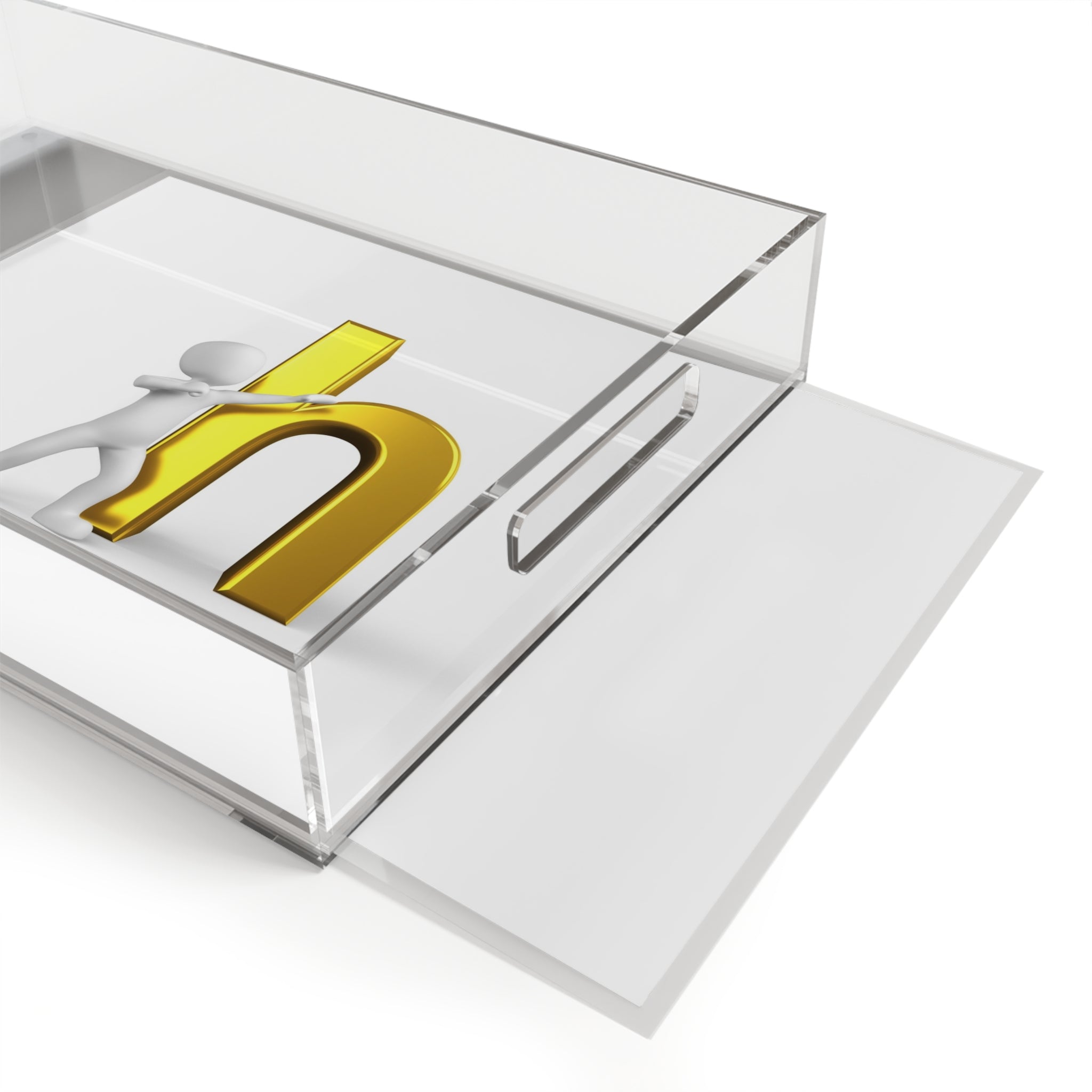 3D Person Pushing Gold Letter H Acrylic Serving Tray | Monogram Home Decor