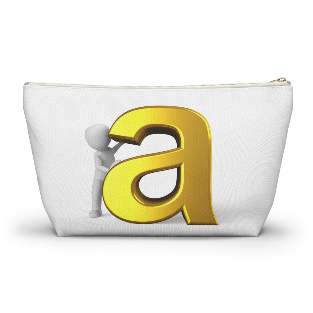 Gold Letter A Monogram Accessory Pouch | T-Bottom Makeup Bag