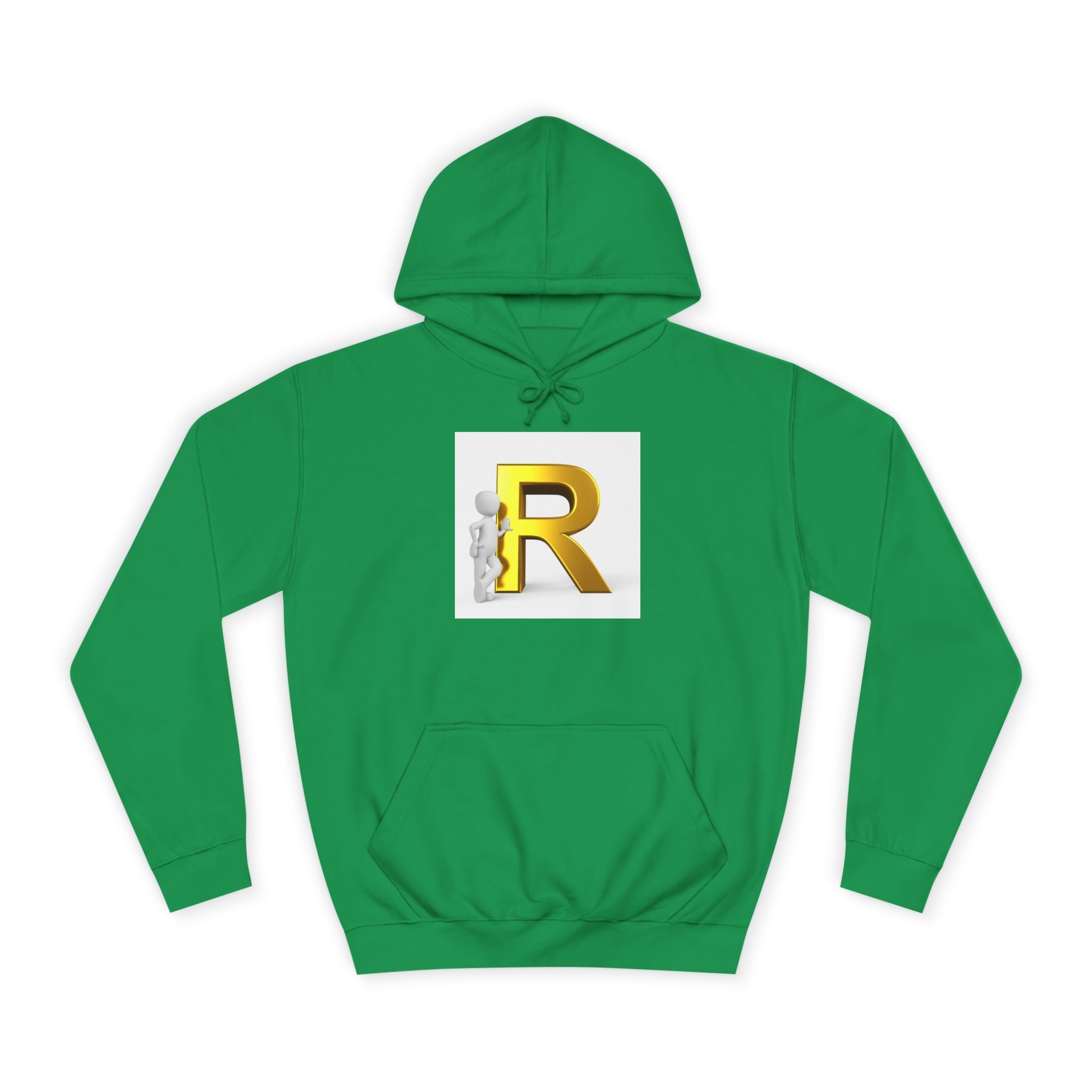 Gold Letter R Hoodie | 3D Character Leaning on R