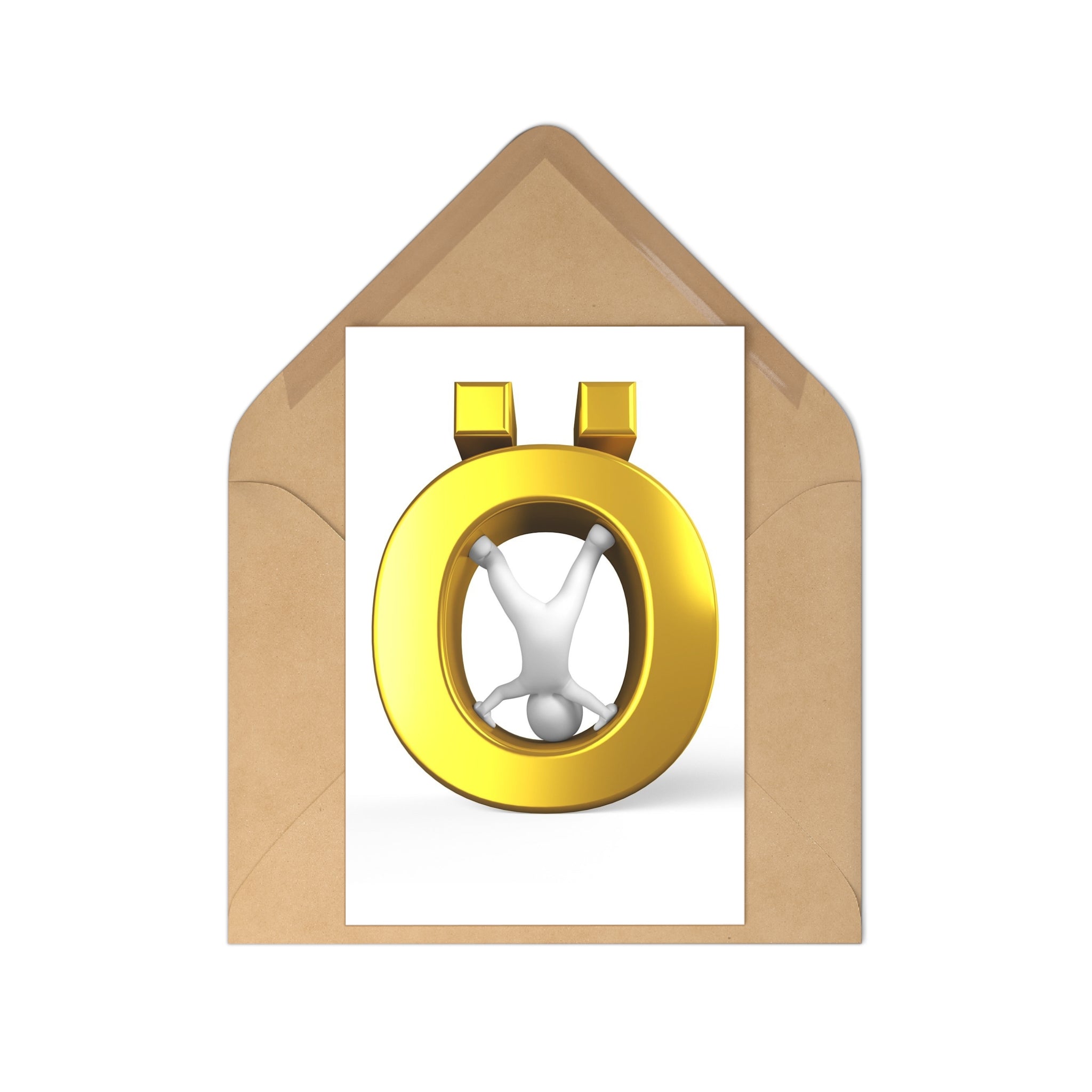 Gold Letter Ö with 3D Figure Postcards | 7 Pack