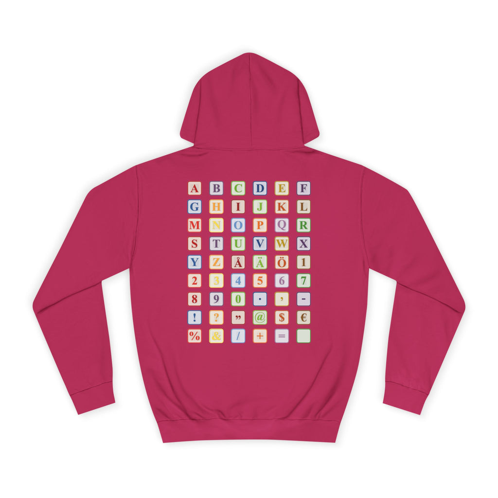 Alphabet Blocks Hoodie | Colorful Letter Grid, Back & Front Print