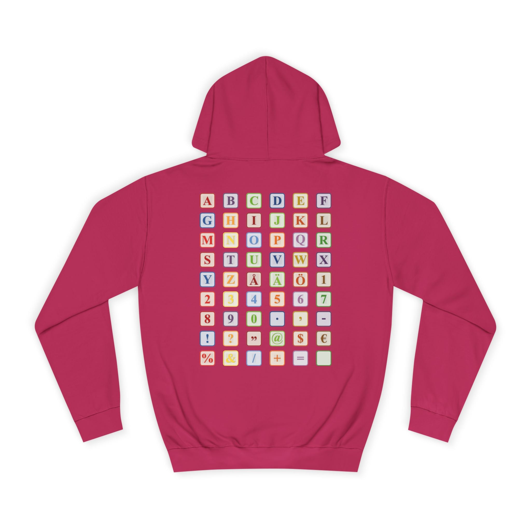 Alphabet Blocks Hoodie | Colorful Letter Grid, Back & Front Print