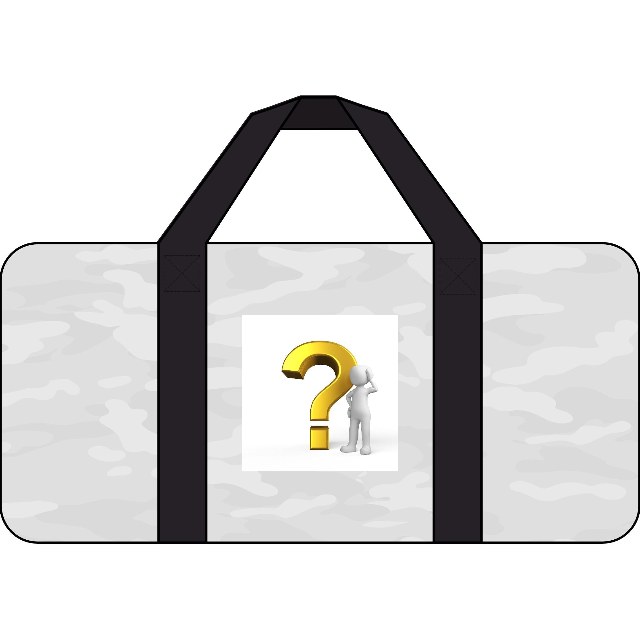 Question Mark Icon Tripper Duffel Bag | Checker Strap or Black Camo