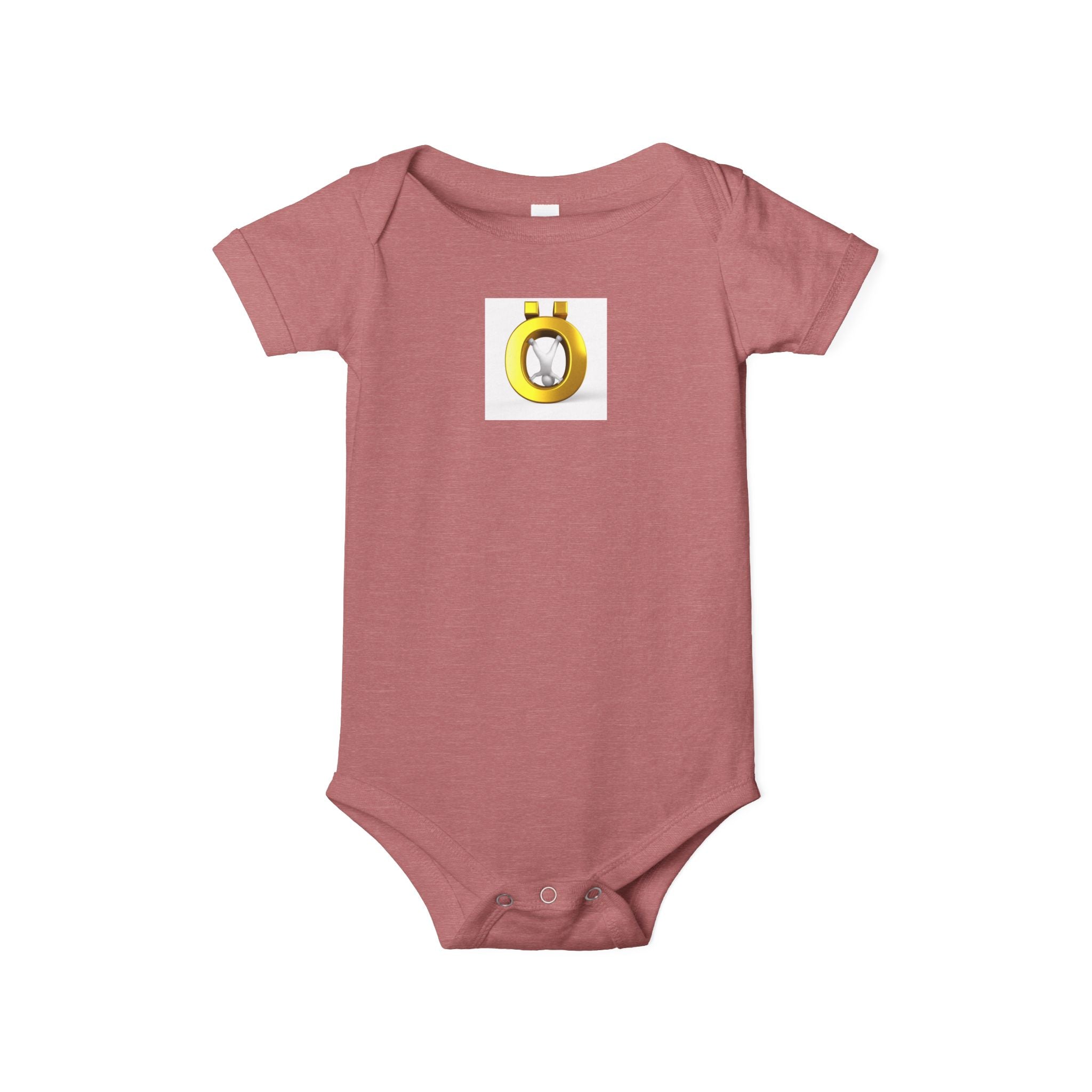 Body de bébé une pièce jaune avec lettre Ö et motif diamant | Body pour bébé