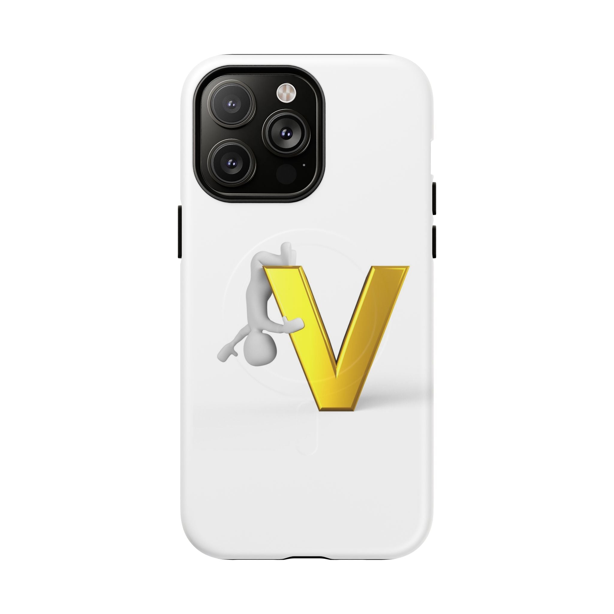 Coque de téléphone aimantée résistante 3D lettre V jaune | Coque iPhone Monogramme V