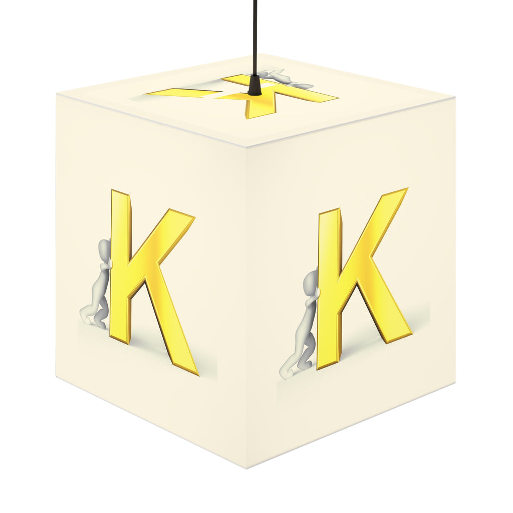 Golden Letter K Light Cube Lamp | Initial Monogram Pendant Light