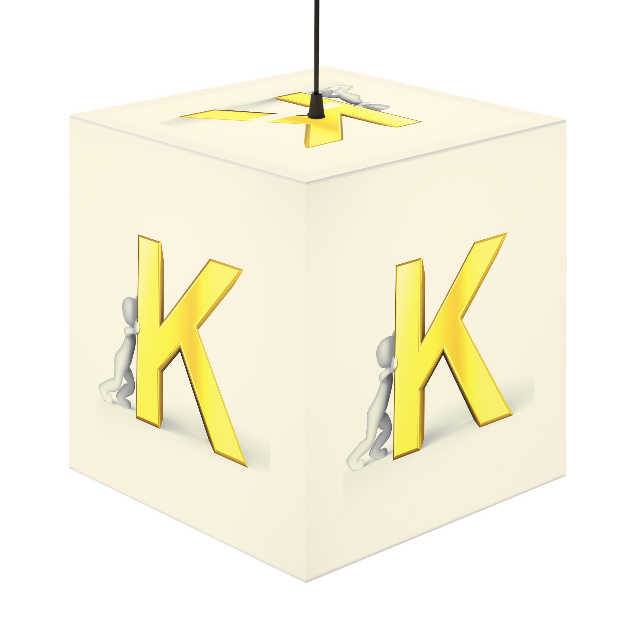 Golden Letter K Light Cube Lamp | Initial Monogram Pendant Light