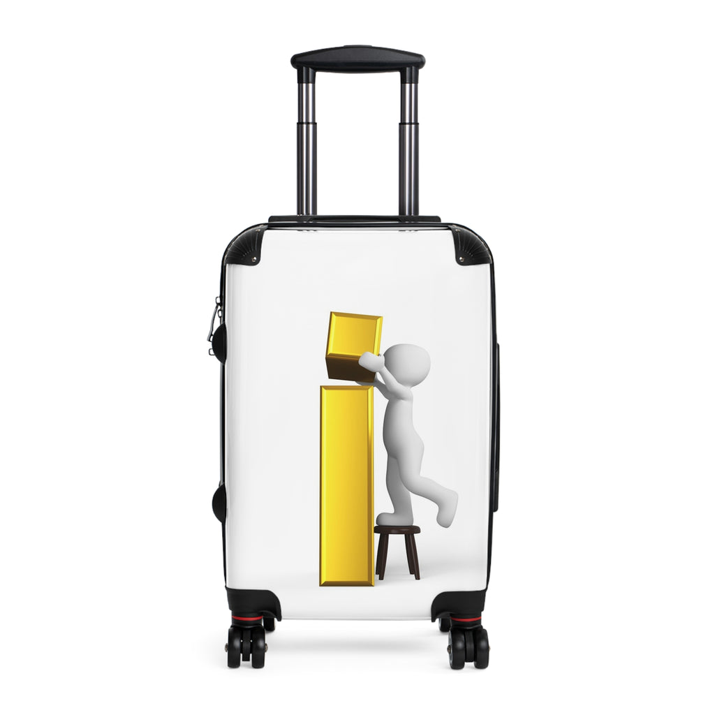 3D Stick Figure Building Gold Letter i Suitcase | Travel Luggage