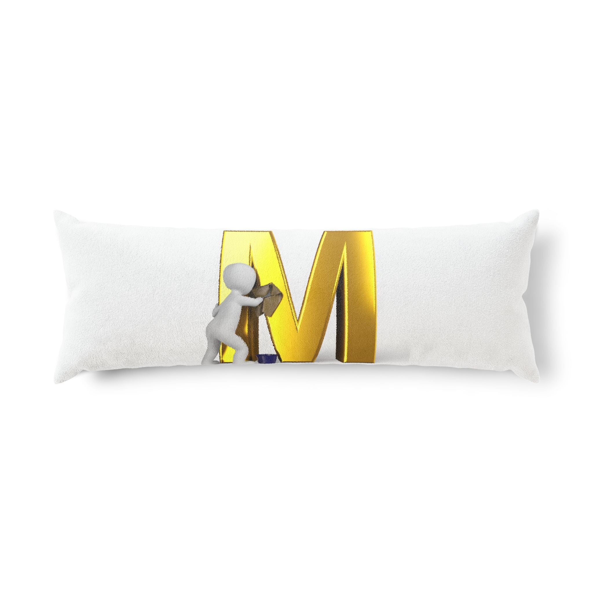 Gold Letter M with Figure body pillow | Monogram M Body Pillow