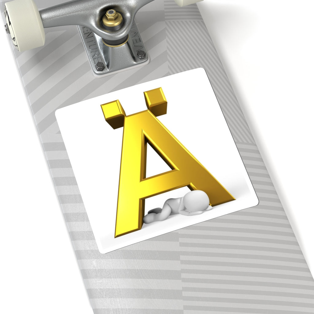 Gold 3D Letter Ä sticker | Kiss-Cut Stickers