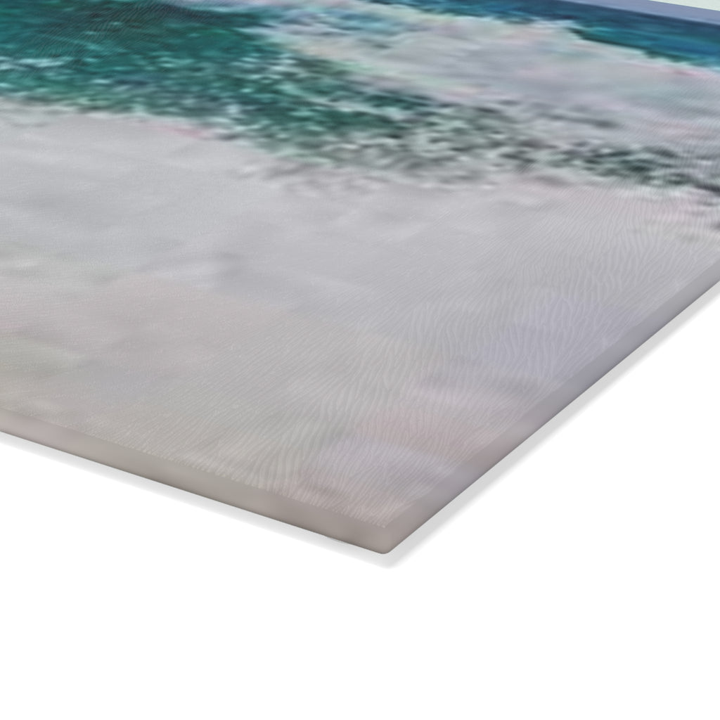 Ocean Wave Glass Cutting Board | Sea Shore Kitchen Decor, Coastal Art