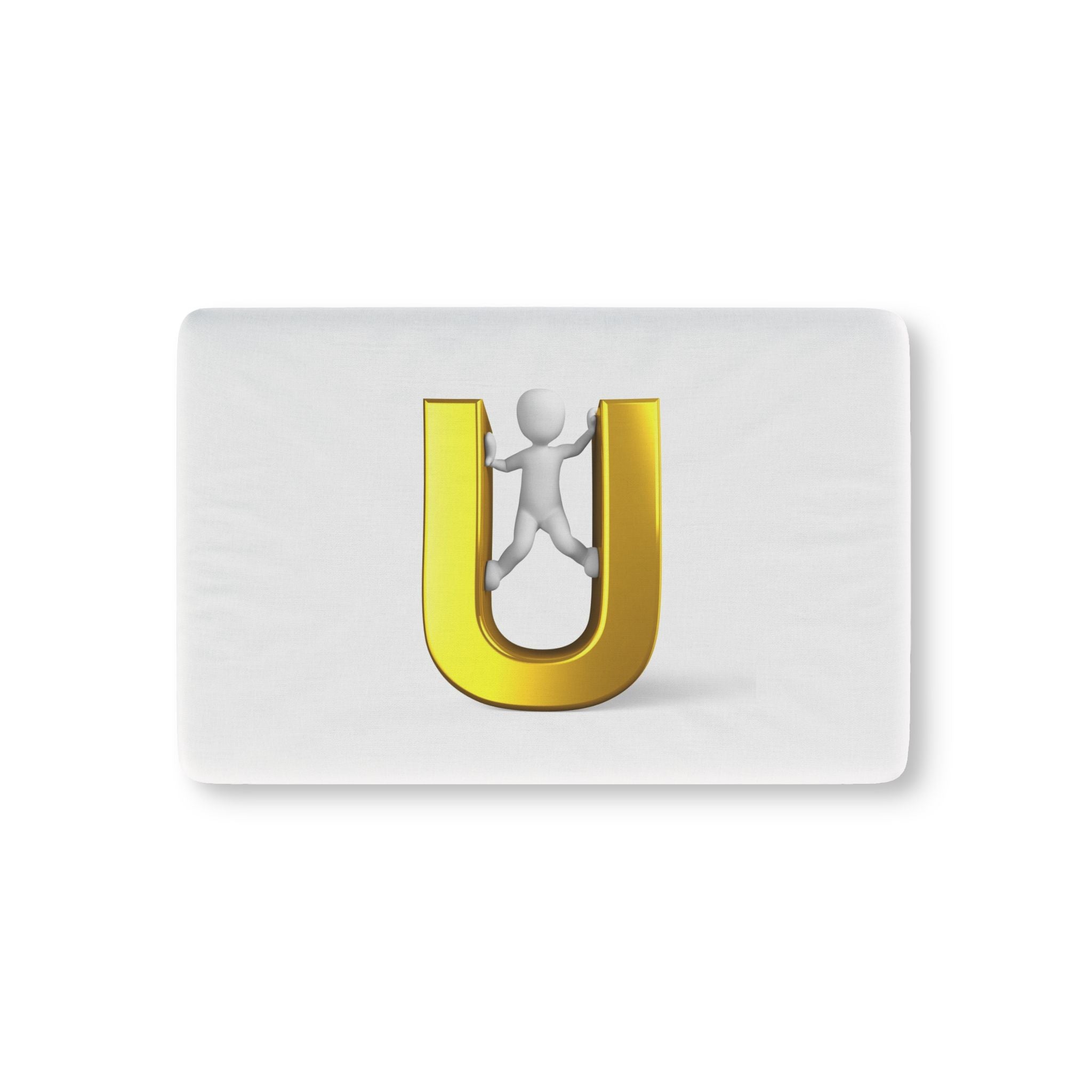 Stick Figure Climbing Gold Letter U Crib Sheet | Letter U Nursery Bedding